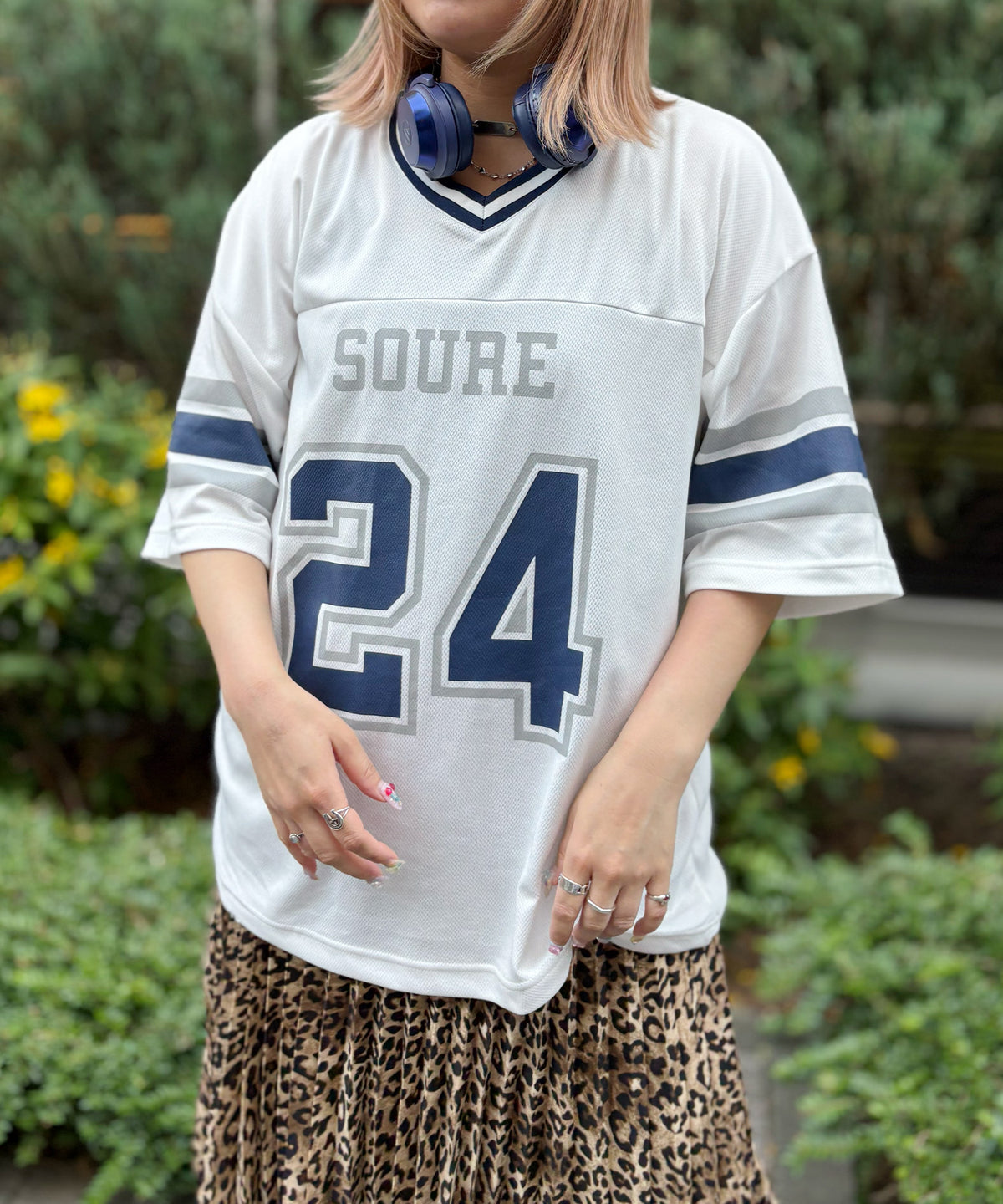 25SS 【Soure】 ビッグシルエット フロントナンバリングプリント 半袖フットボールTシャツ