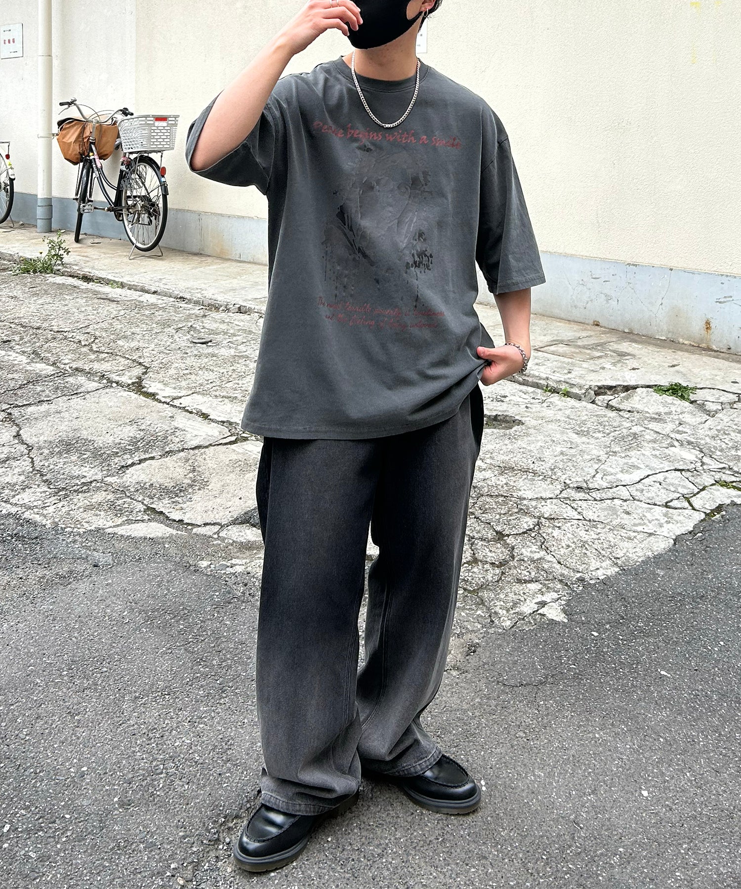 ヴィンテージライク ピグメント加工 アメカジ風 レトロプリント ロックTシャツ