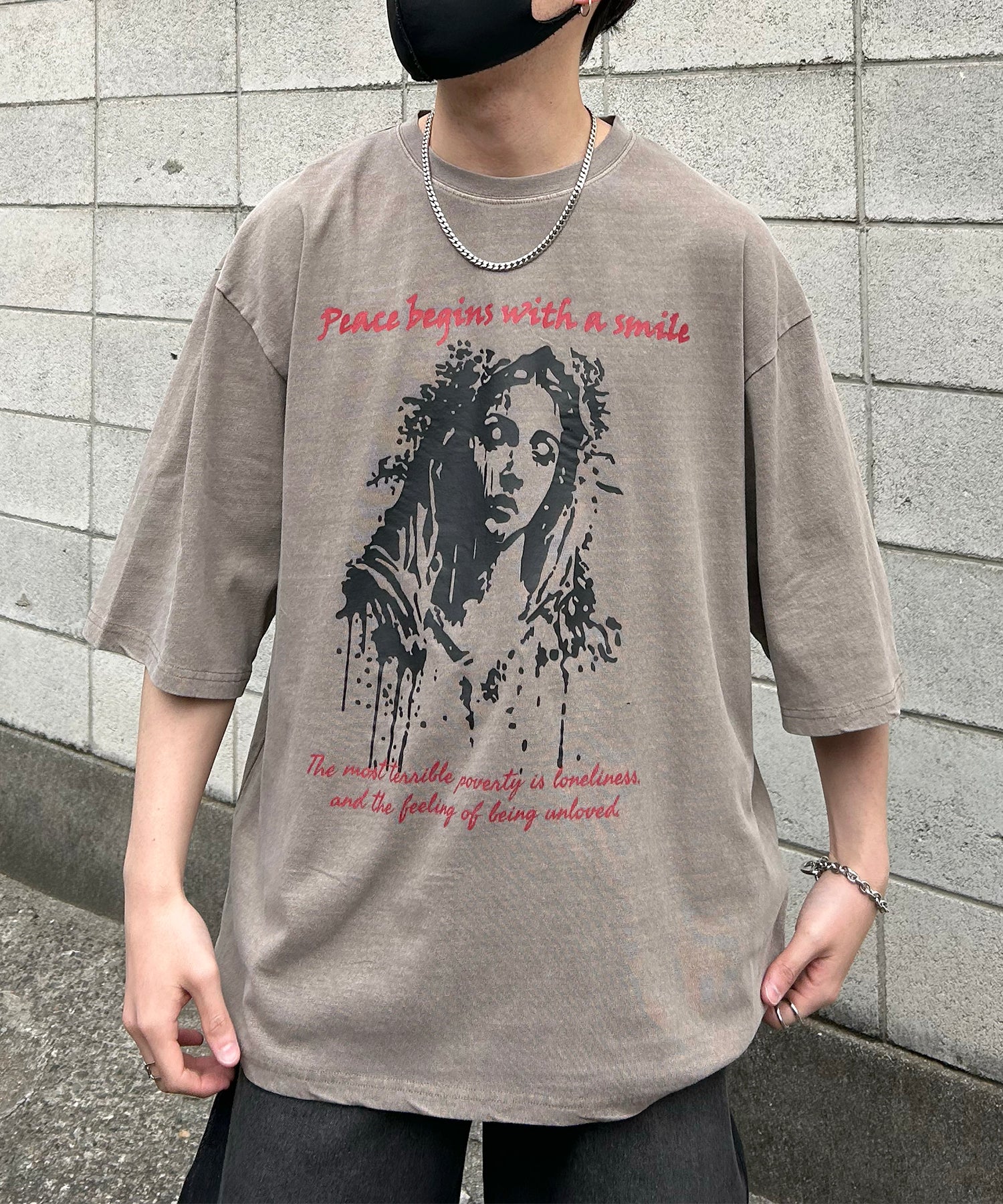 ヴィンテージライク ピグメント加工 アメカジ風 レトロプリント ロックTシャツ