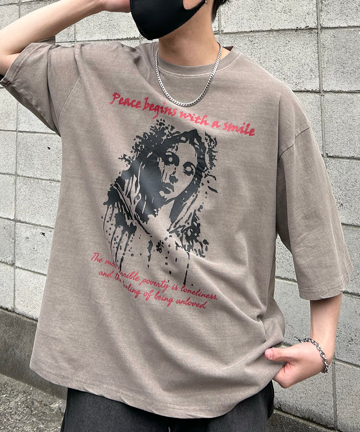 ヴィンテージライク ピグメント加工 アメカジ風 レトロプリント ロックTシャツ