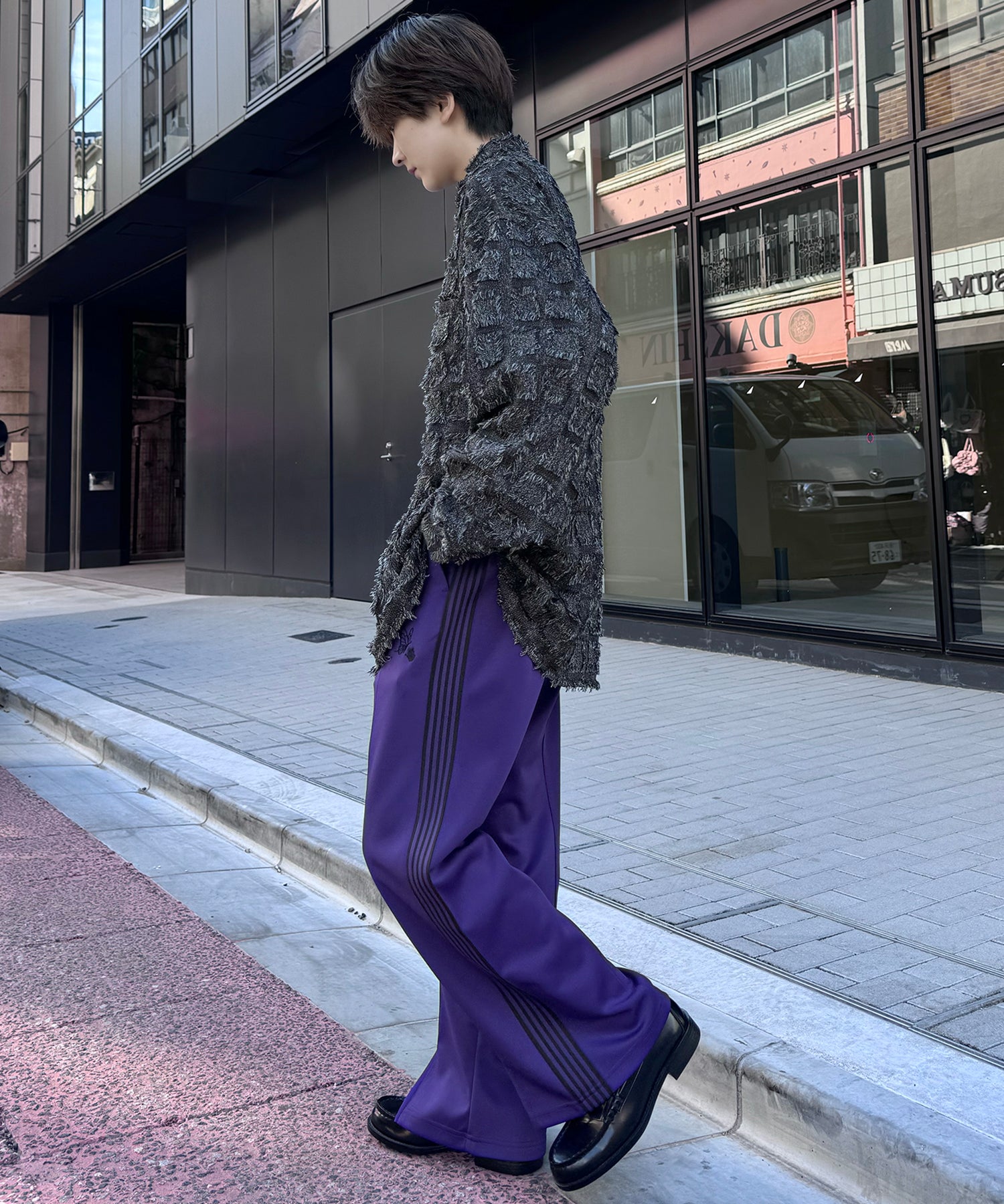 【セットアップ対応】"WEB限定" サイドライン ワンポイント刺繍 センタースリット ジャージパンツ