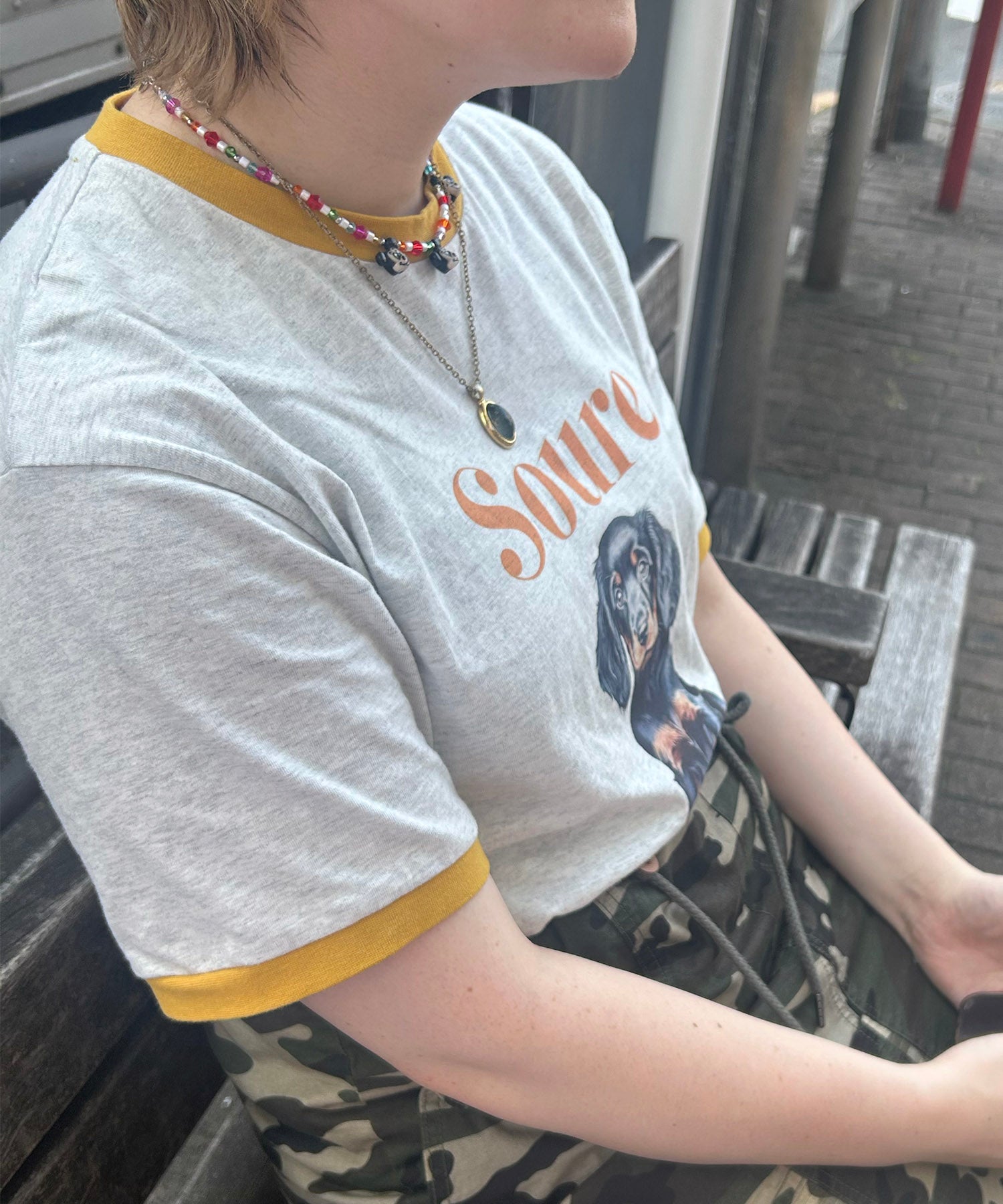 25SS 【Soure】ドッグ リンガー フロントプリント 半袖Tシャツ