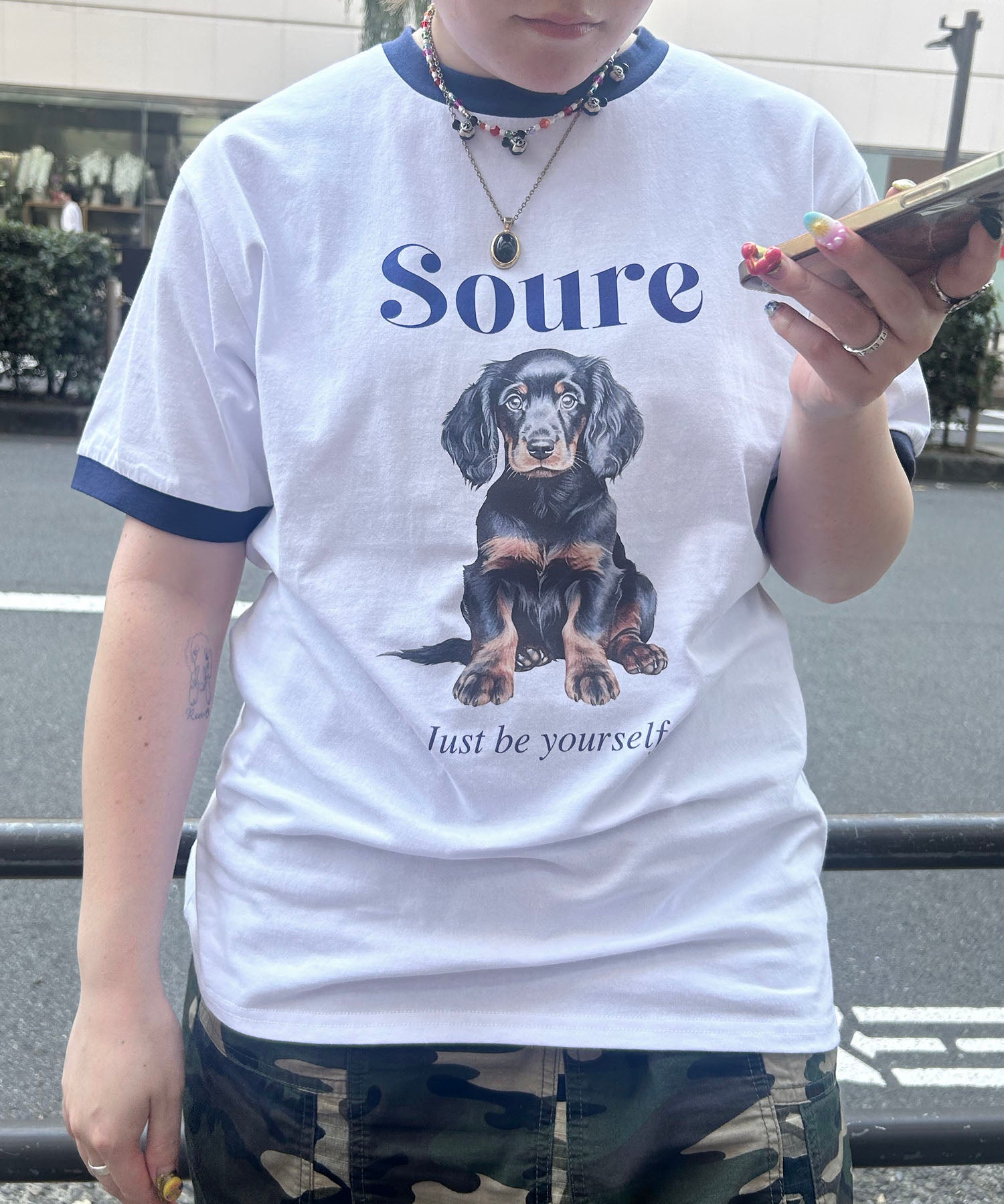 25SS 【Soure】ドッグ リンガー フロントプリント 半袖Tシャツ