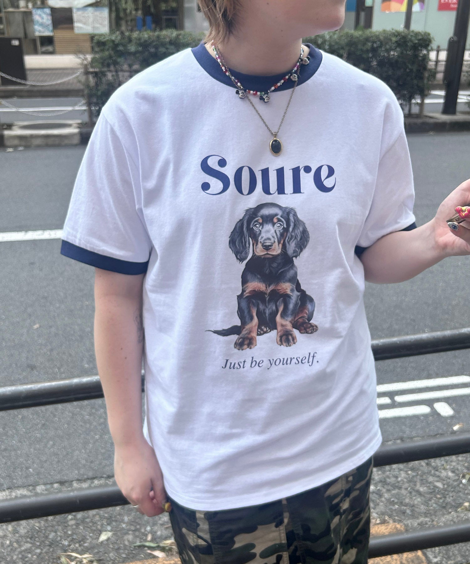 25SS 【Soure】ドッグ リンガー フロントプリント 半袖Tシャツ