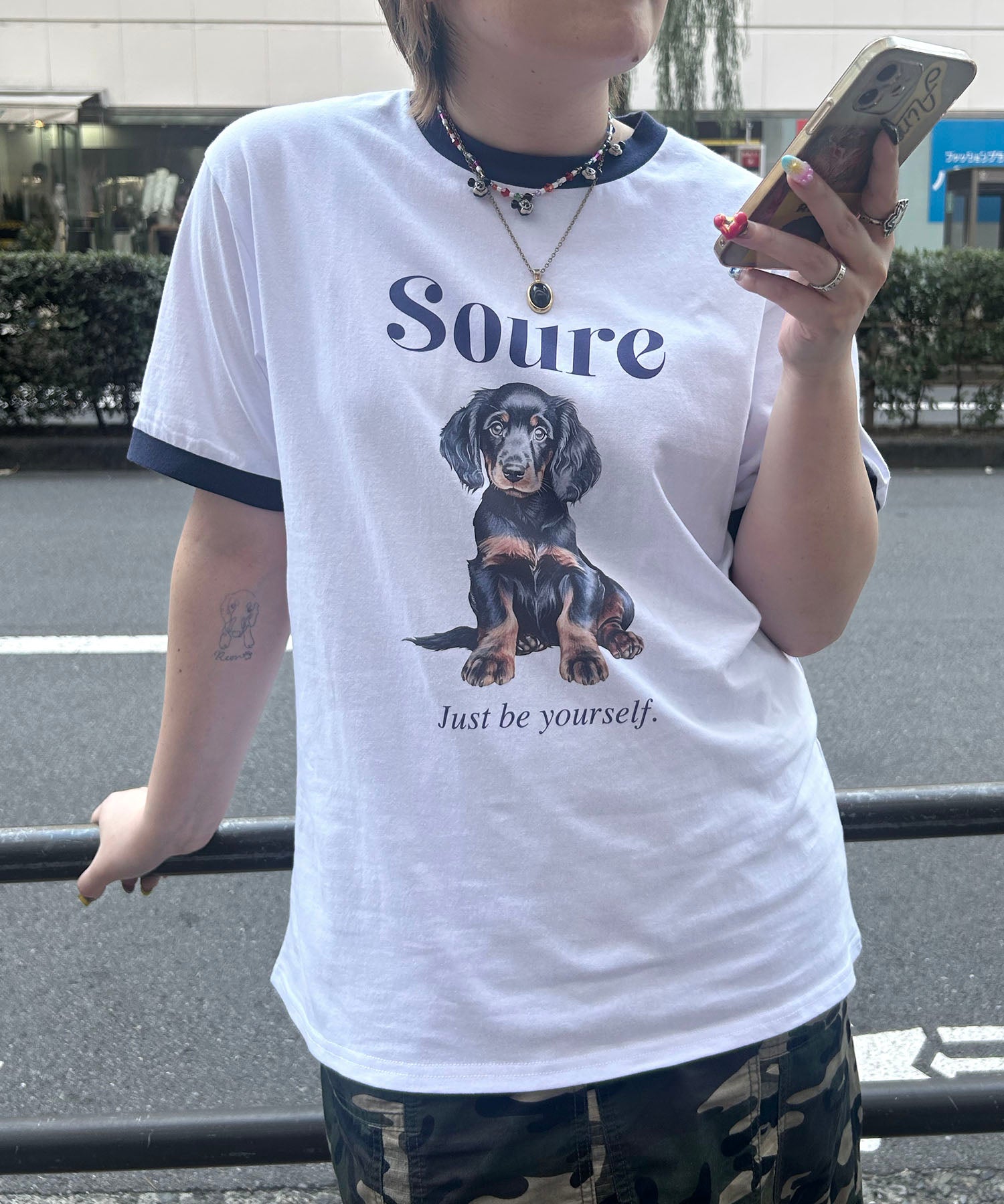 25SS 【Soure】ドッグ リンガー フロントプリント 半袖Tシャツ