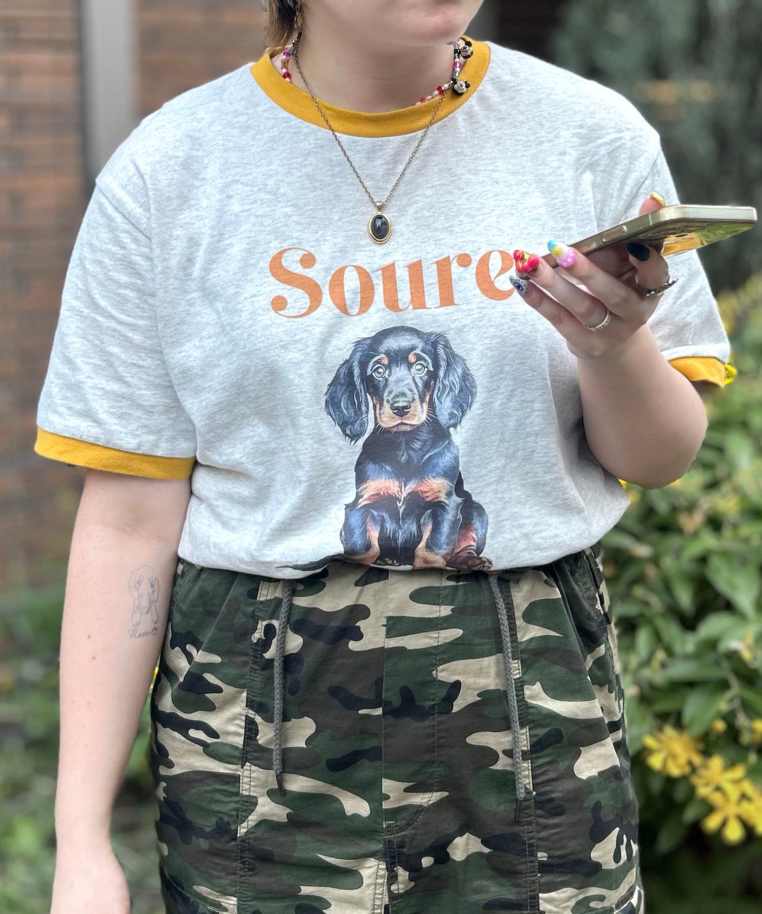25SS 【Soure】ドッグ リンガー フロントプリント 半袖Tシャツ
