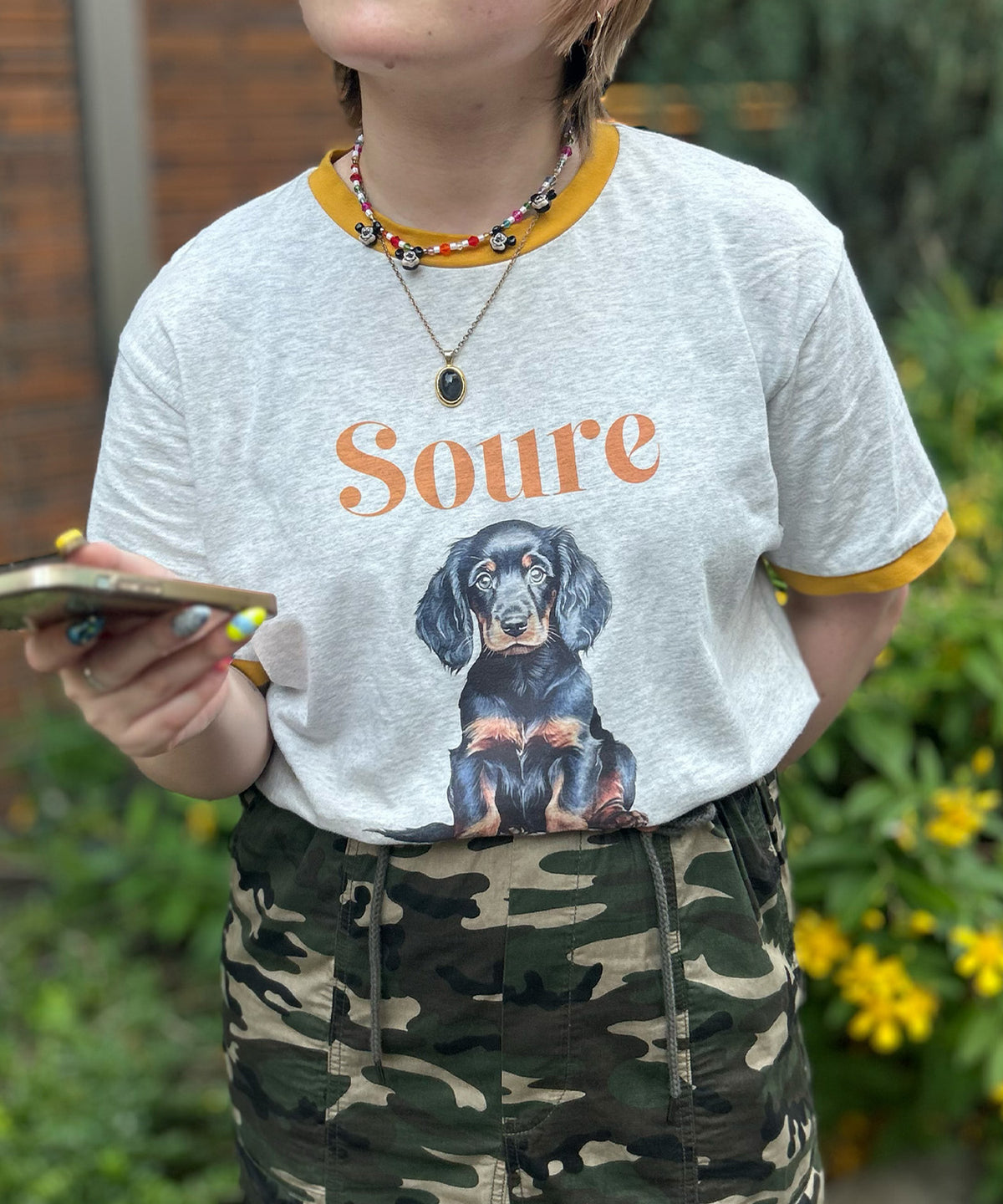 25SS 【Soure】ドッグ リンガー フロントプリント 半袖Tシャツ