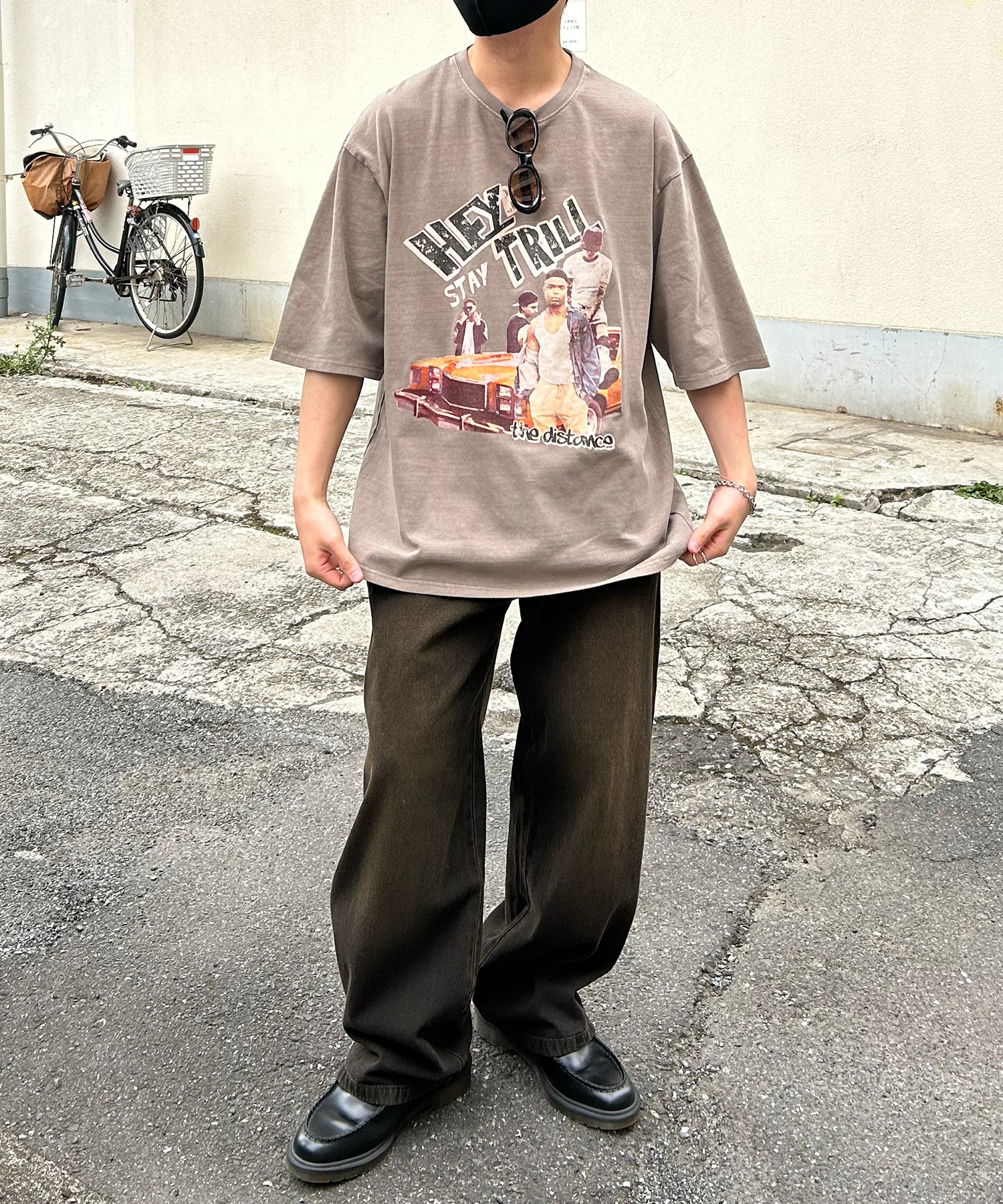 ヴィンテージライク ピグメント加工 アメカジ風 レトロプリント ロックTシャツ