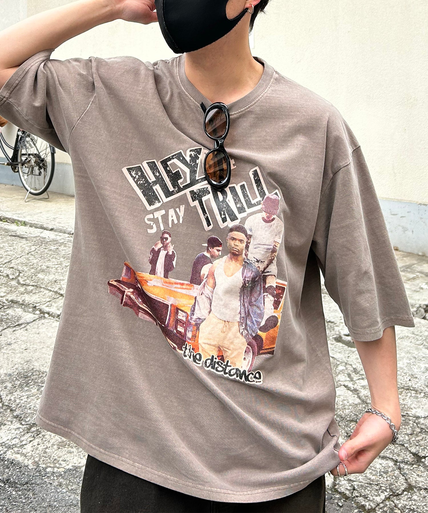 ヴィンテージライク ピグメント加工 アメカジ風 レトロプリント ロックTシャツ