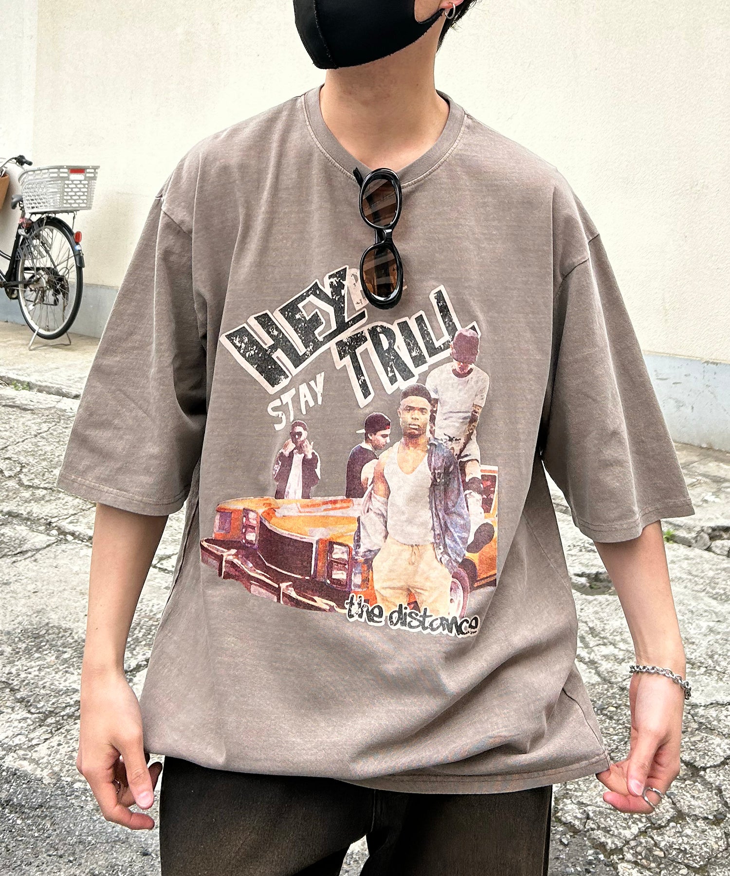 ヴィンテージライク ピグメント加工 アメカジ風 レトロプリント ロックTシャツ