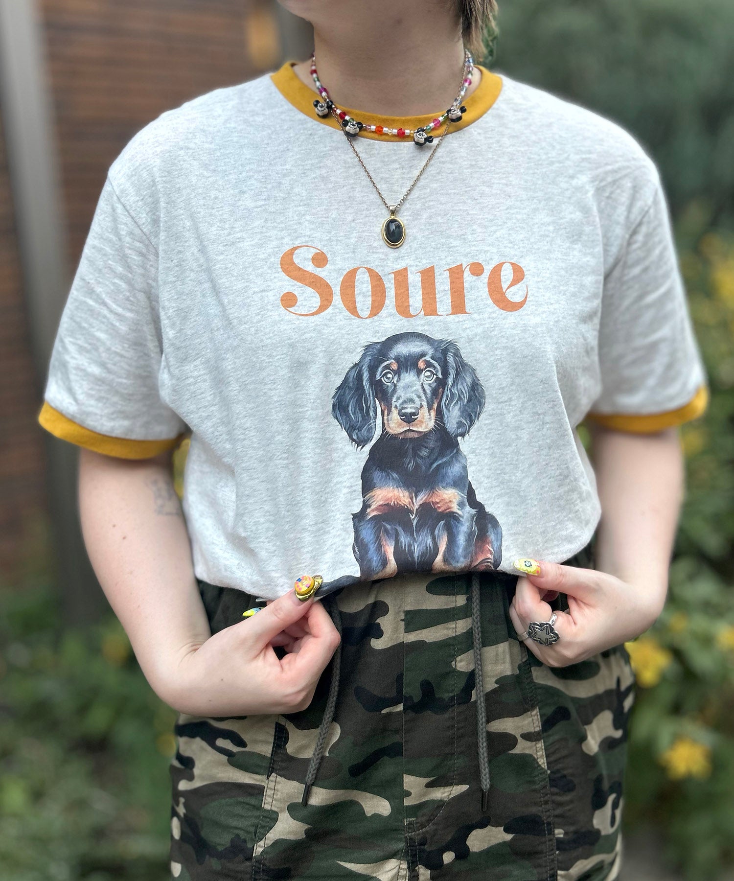 25SS 【Soure】ドッグ リンガー フロントプリント 半袖Tシャツ