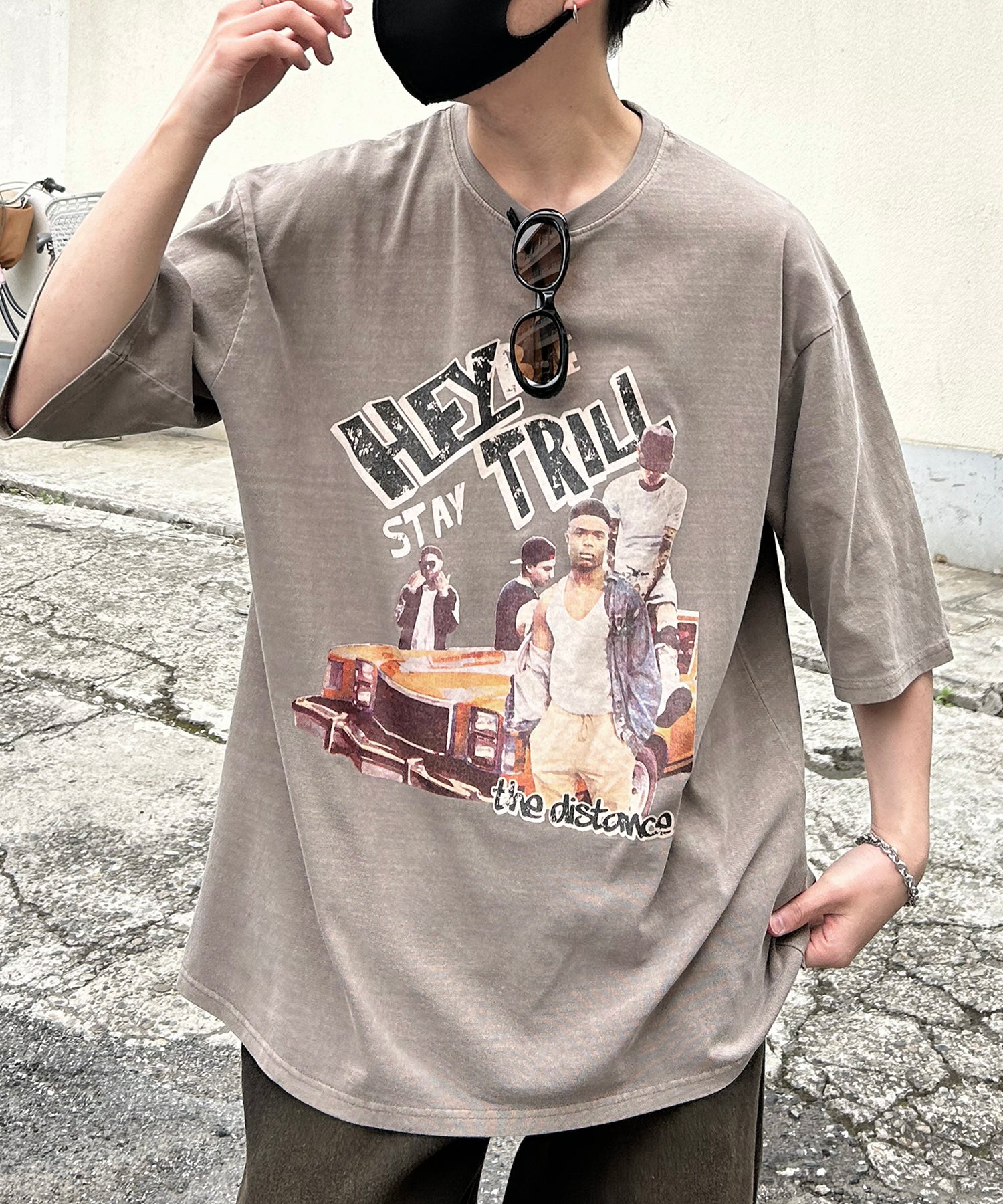 ヴィンテージライク ピグメント加工 アメカジ風 レトロプリント ロックTシャツ