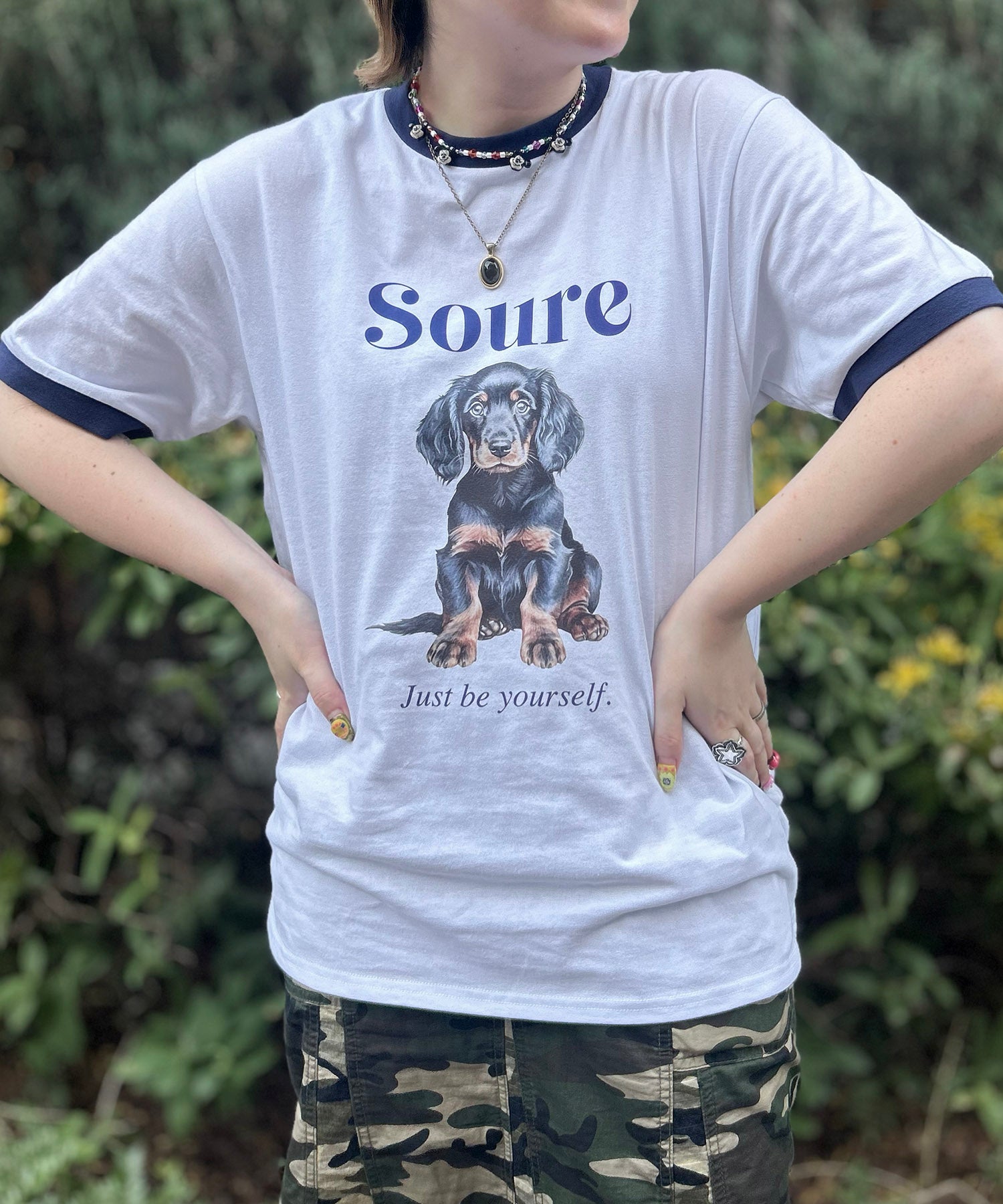 25SS 【Soure】ドッグ リンガー フロントプリント 半袖Tシャツ