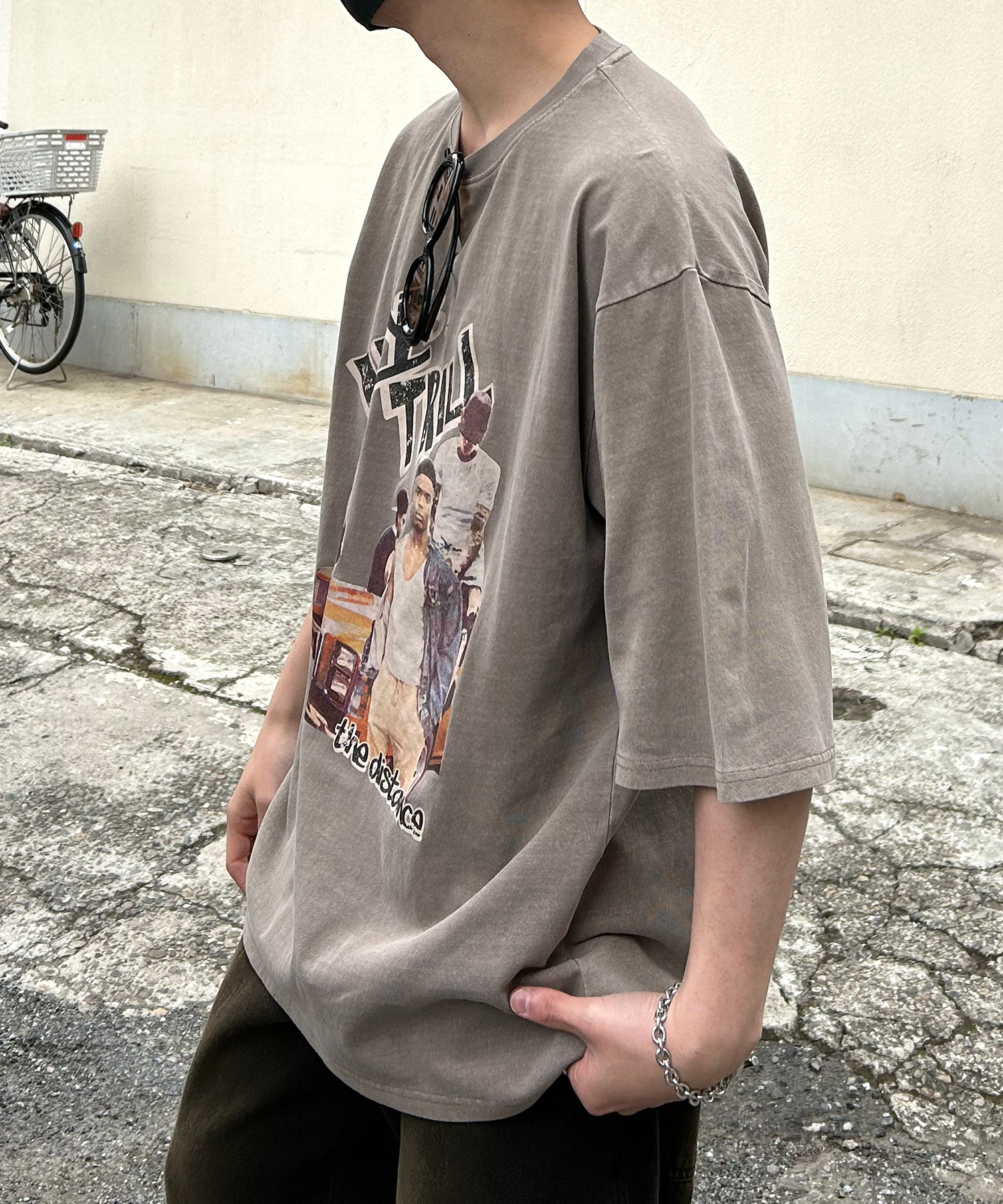 ヴィンテージライク ピグメント加工 アメカジ風 レトロプリント ロックTシャツ