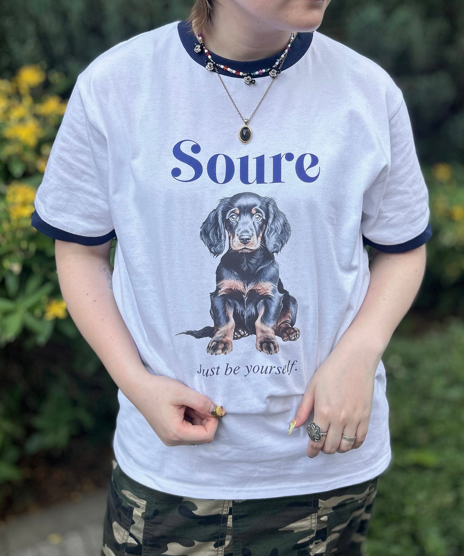 25SS 【Soure】ドッグ リンガー フロントプリント 半袖Tシャツ