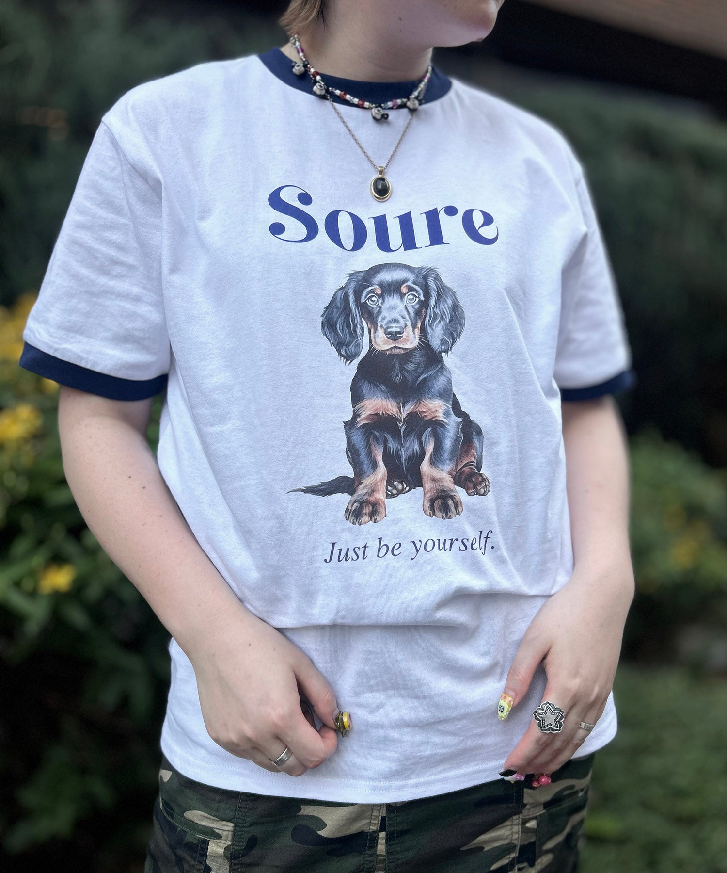 25SS 【Soure】ドッグ リンガー フロントプリント 半袖Tシャツ