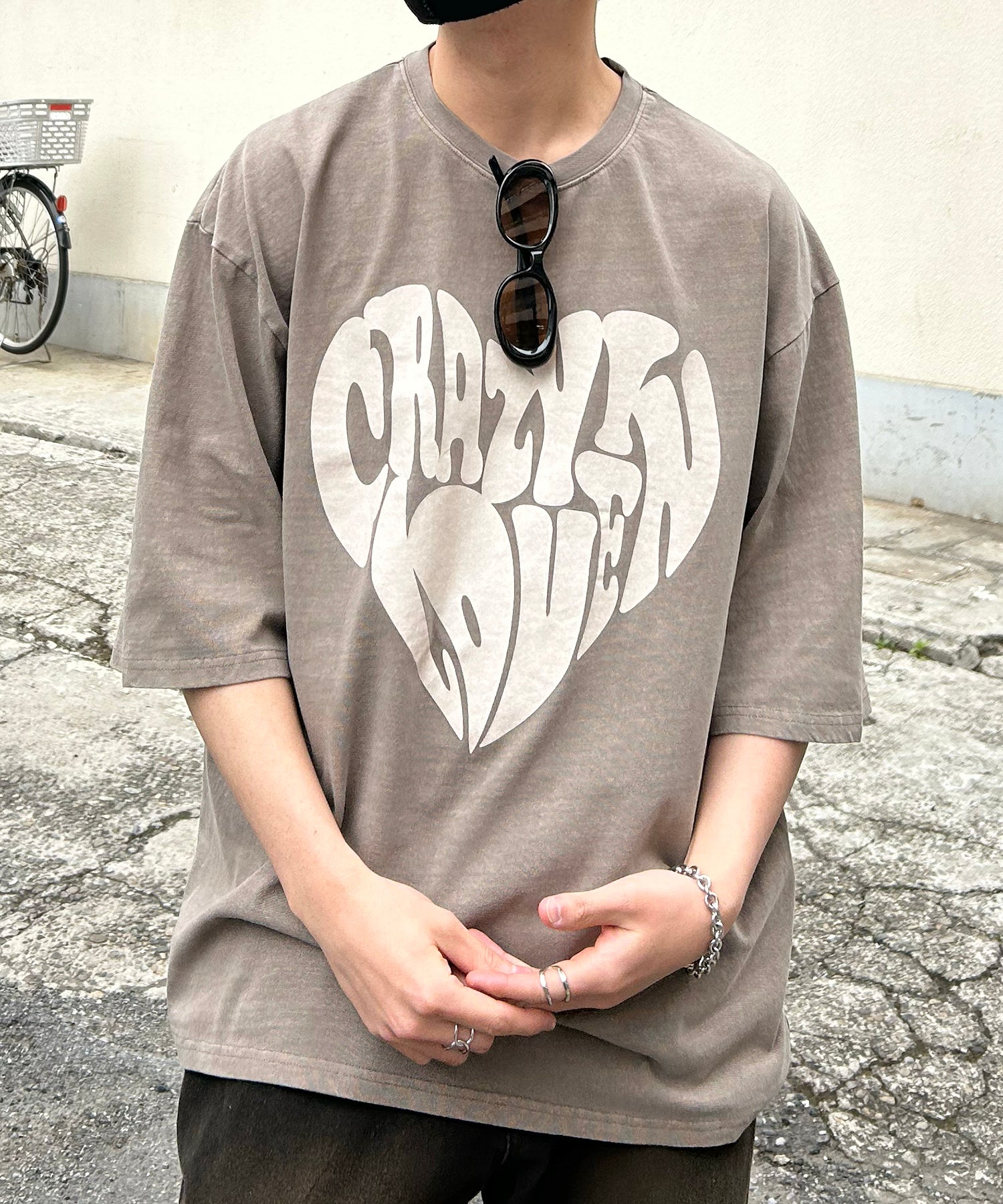 ヴィンテージライク ピグメント加工 アメカジ風 レトロプリント ロックTシャツ