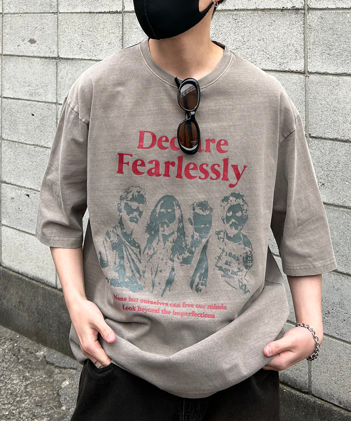 ヴィンテージライク ピグメント加工 アメカジ風 レトロプリント ロックTシャツ