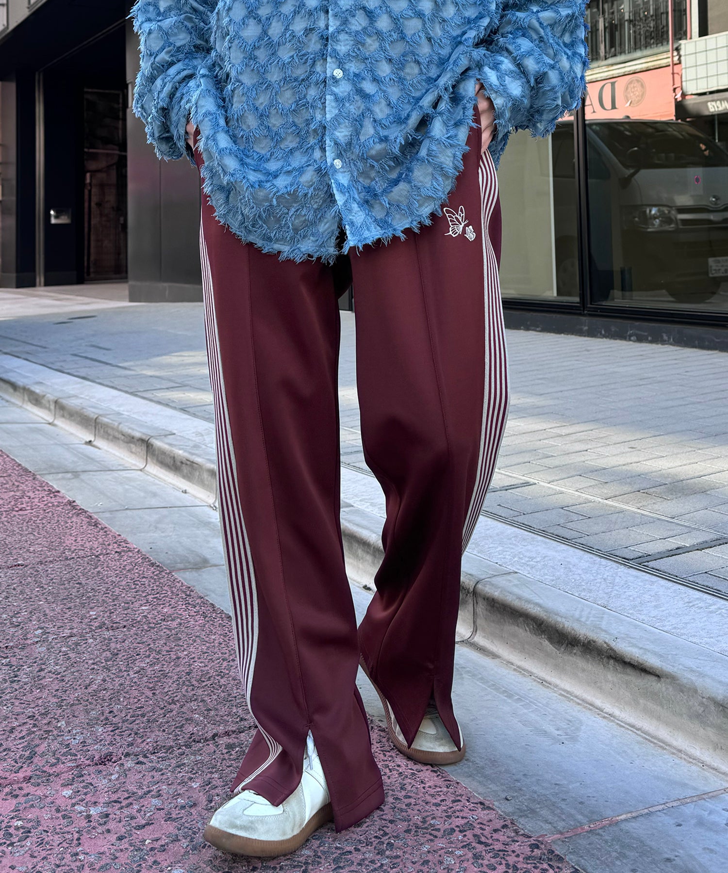 【セットアップ対応】"WEB限定" サイドライン ワンポイント刺繍 センタースリット ジャージパンツ