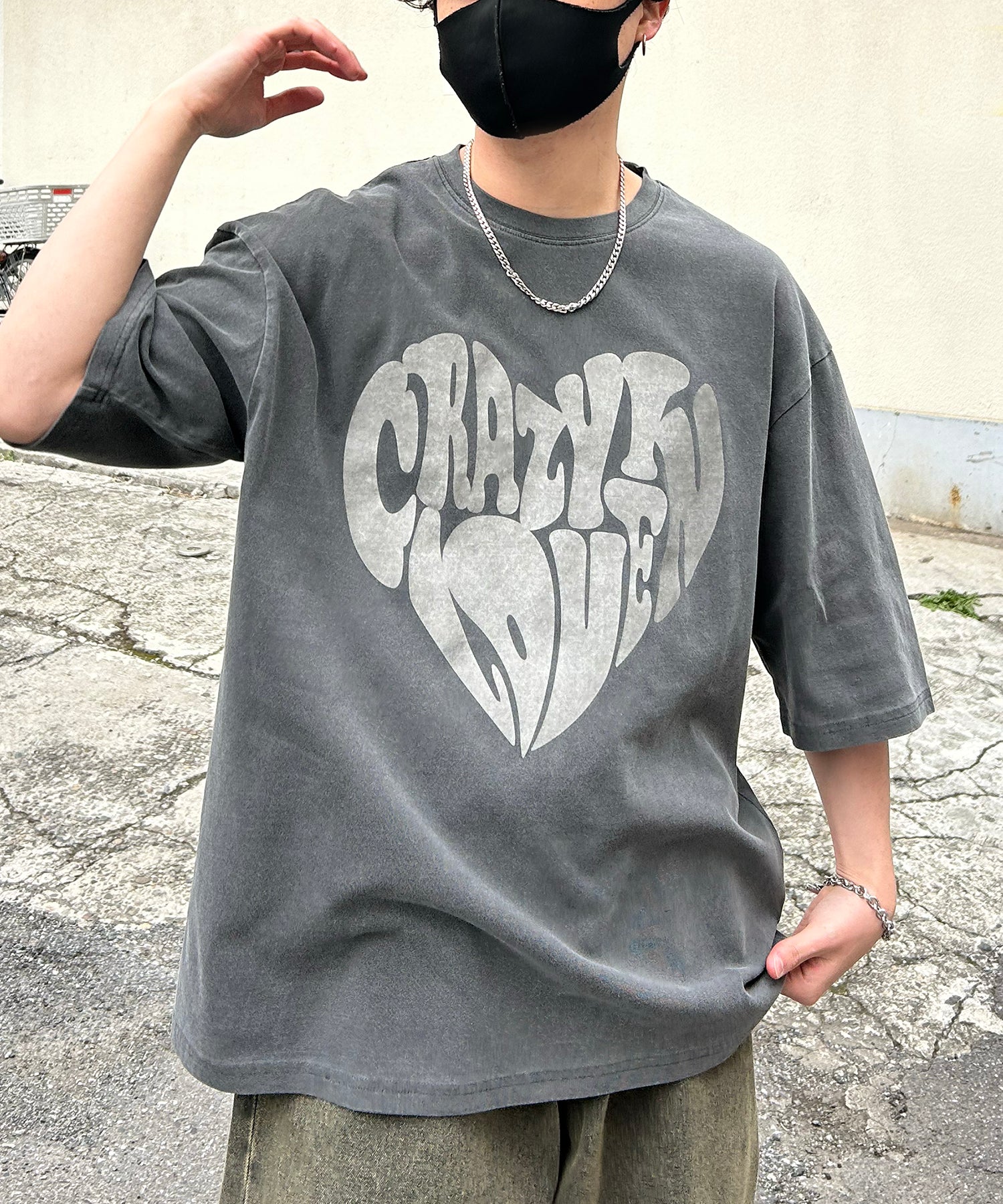 ヴィンテージライク ピグメント加工 アメカジ風 レトロプリント ロックTシャツ