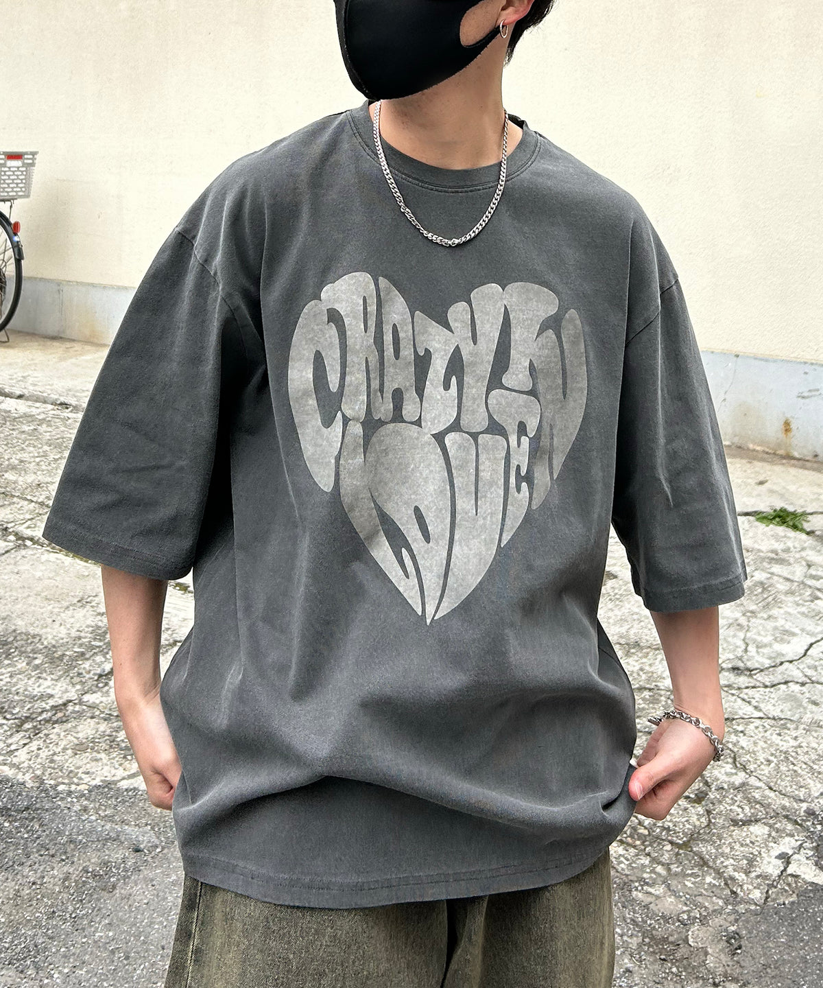 ヴィンテージライク ピグメント加工 アメカジ風 レトロプリント ロックTシャツ