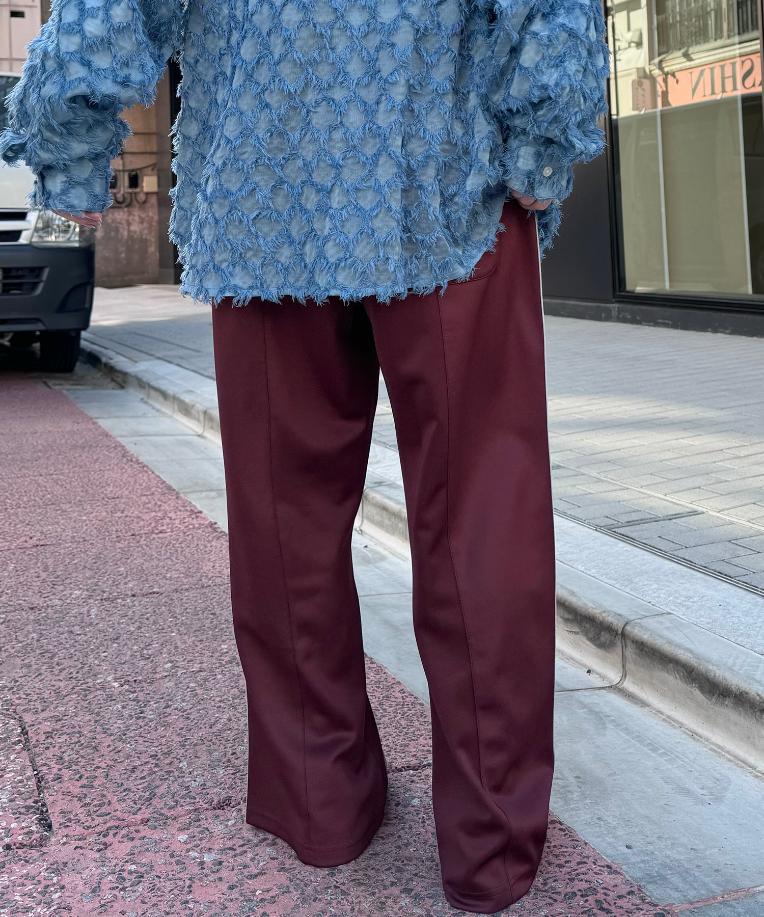 【セットアップ対応】"WEB限定" サイドライン ワンポイント刺繍 センタースリット ジャージパンツ