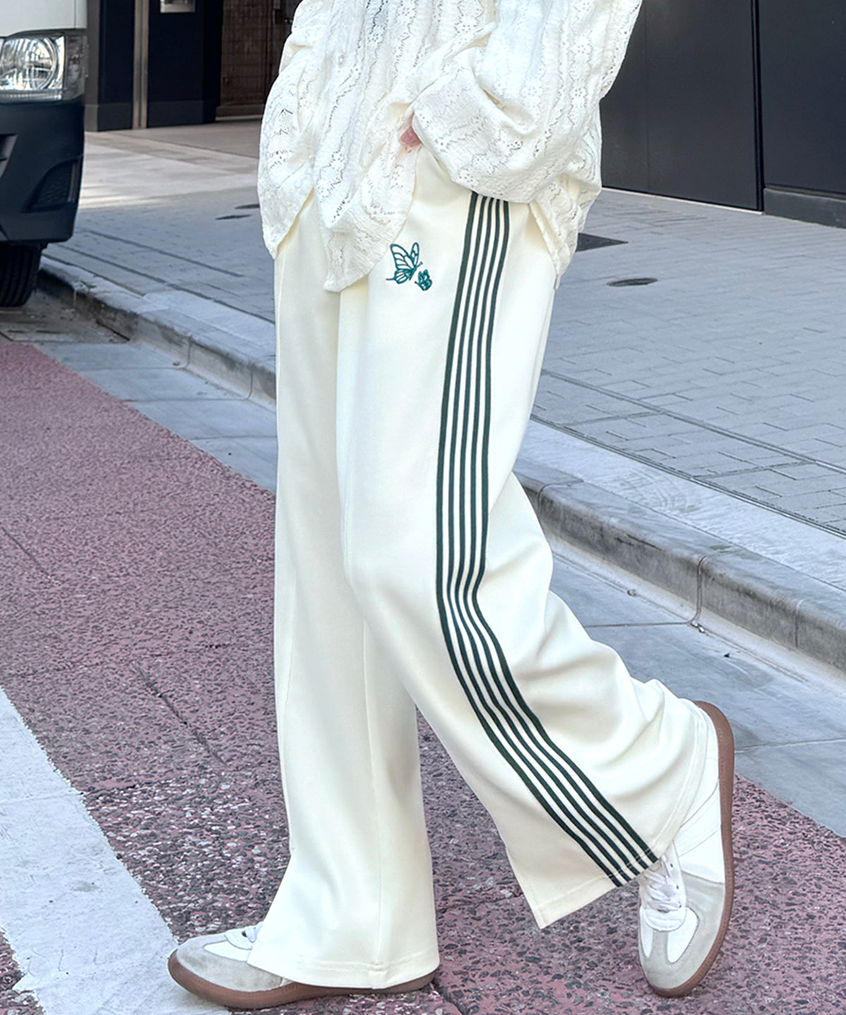 【セットアップ対応】"WEB限定" サイドライン ワンポイント刺繍 センタースリット ジャージパンツ