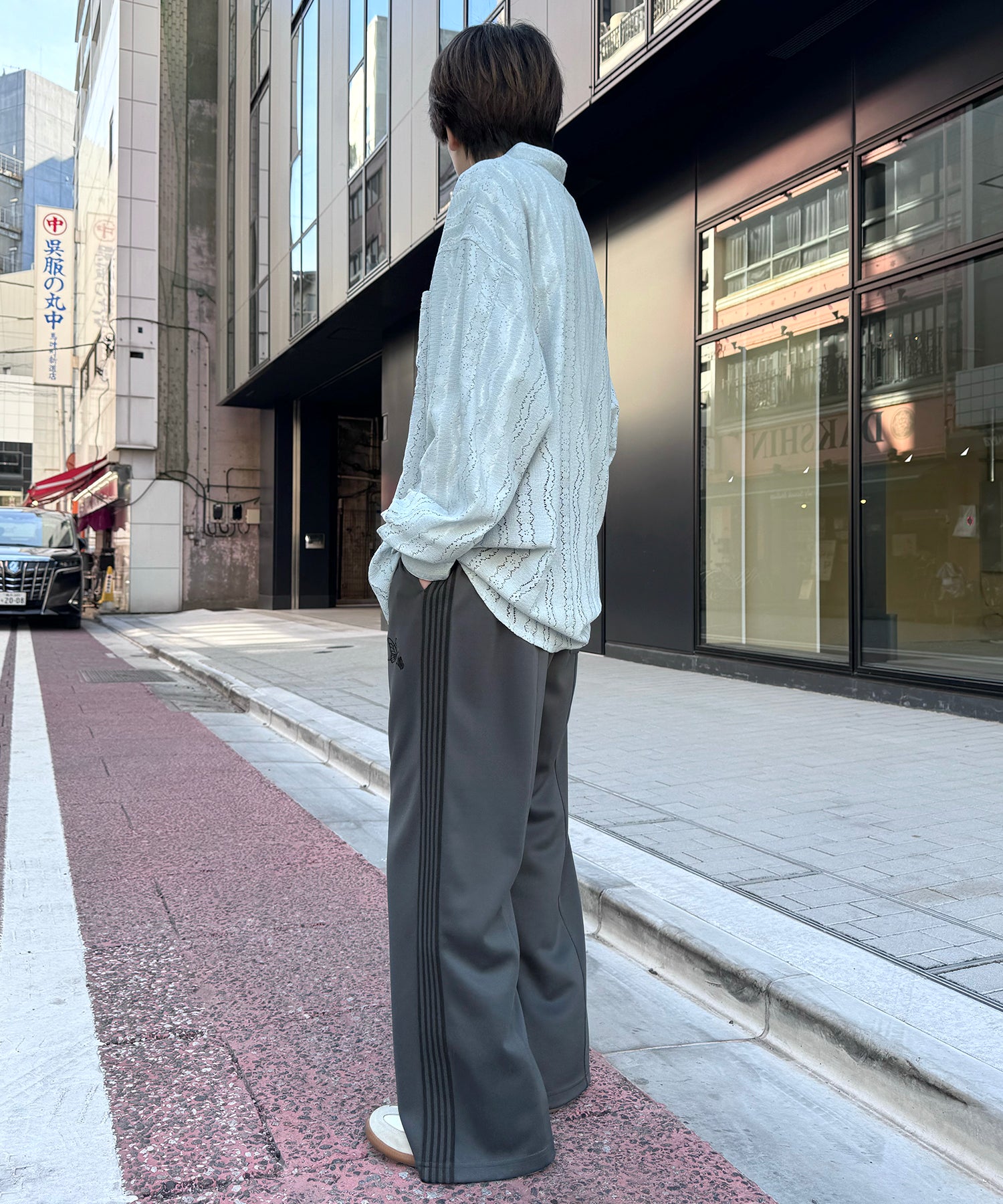 【セットアップ対応】"WEB限定" サイドライン ワンポイント刺繍 センタースリット ジャージパンツ