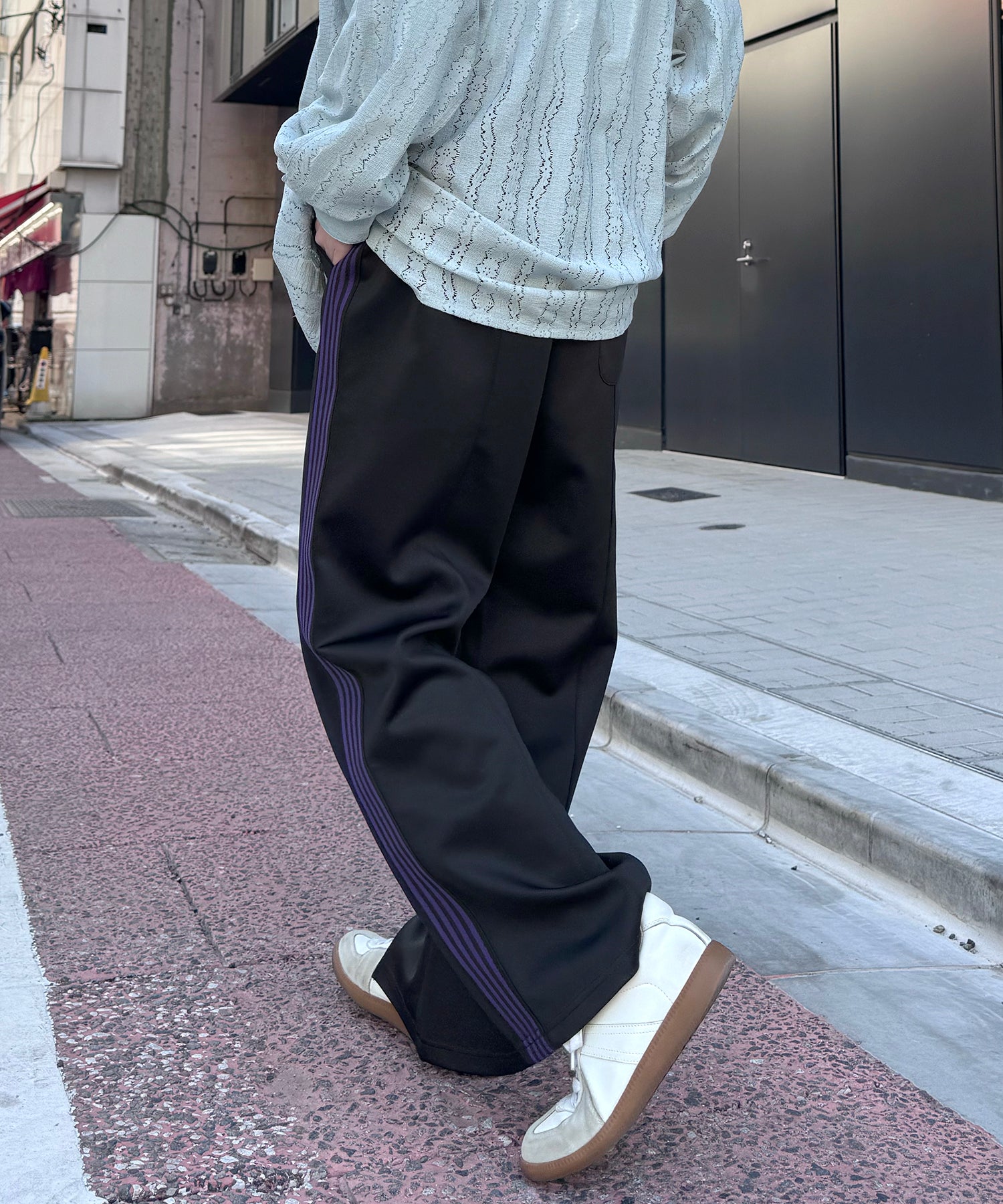 【セットアップ対応】"WEB限定" サイドライン ワンポイント刺繍 センタースリット ジャージパンツ