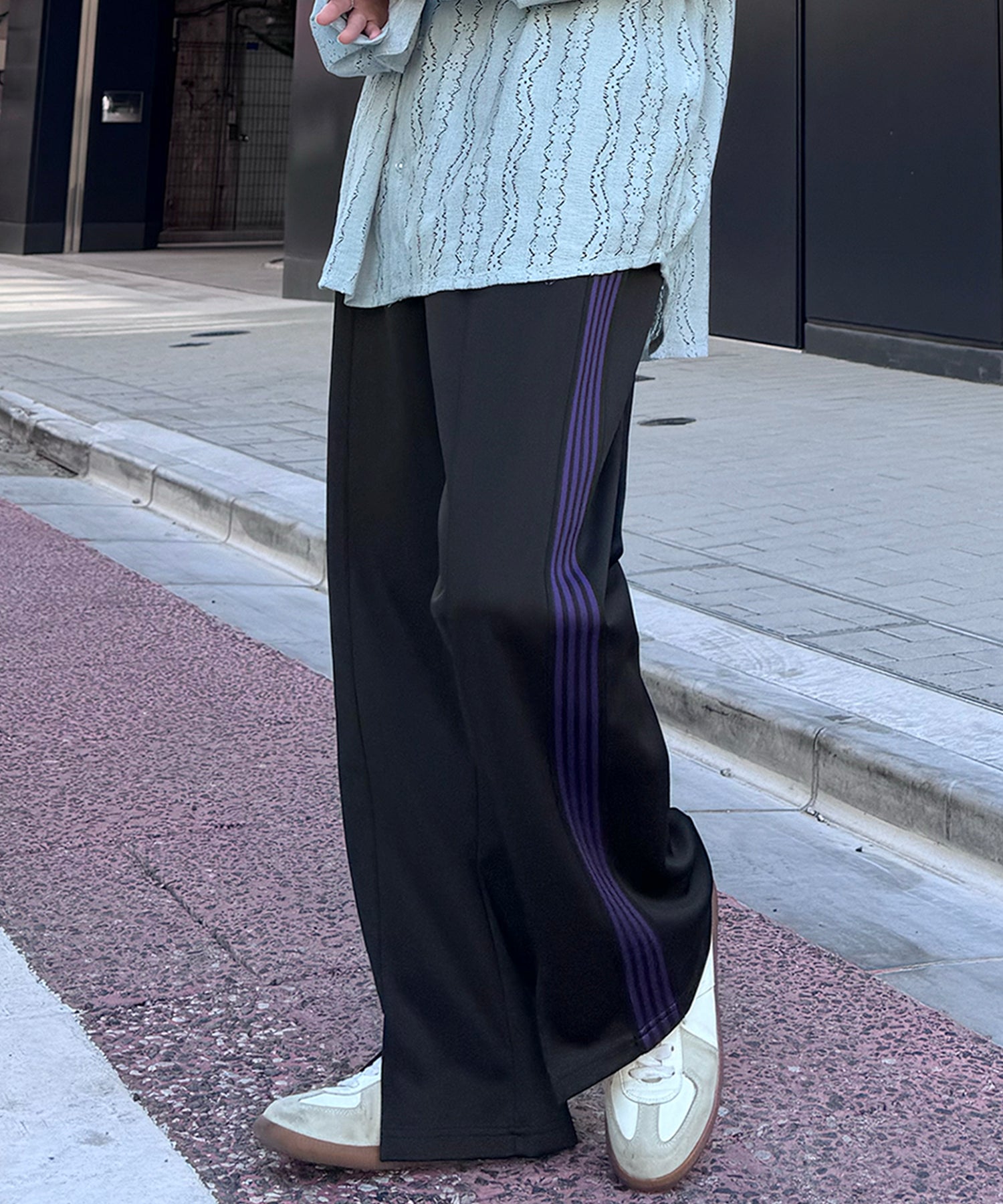 【セットアップ対応】"WEB限定" サイドライン ワンポイント刺繍 センタースリット ジャージパンツ