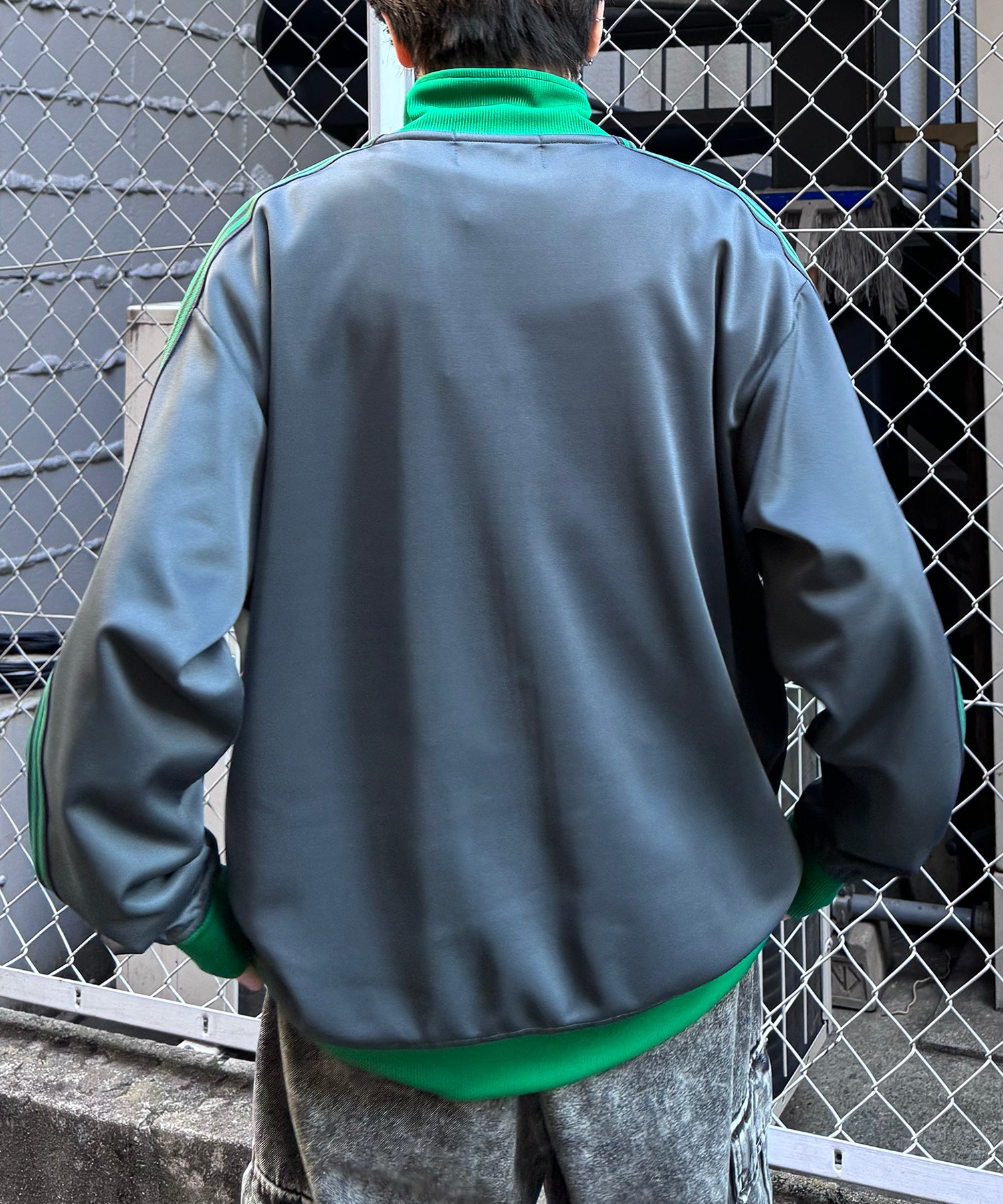 新色追加【セットアップ対応】WEB限定 ビッグシルエット ワンポイント刺繍 袖ラインジャージ トラックジャケット