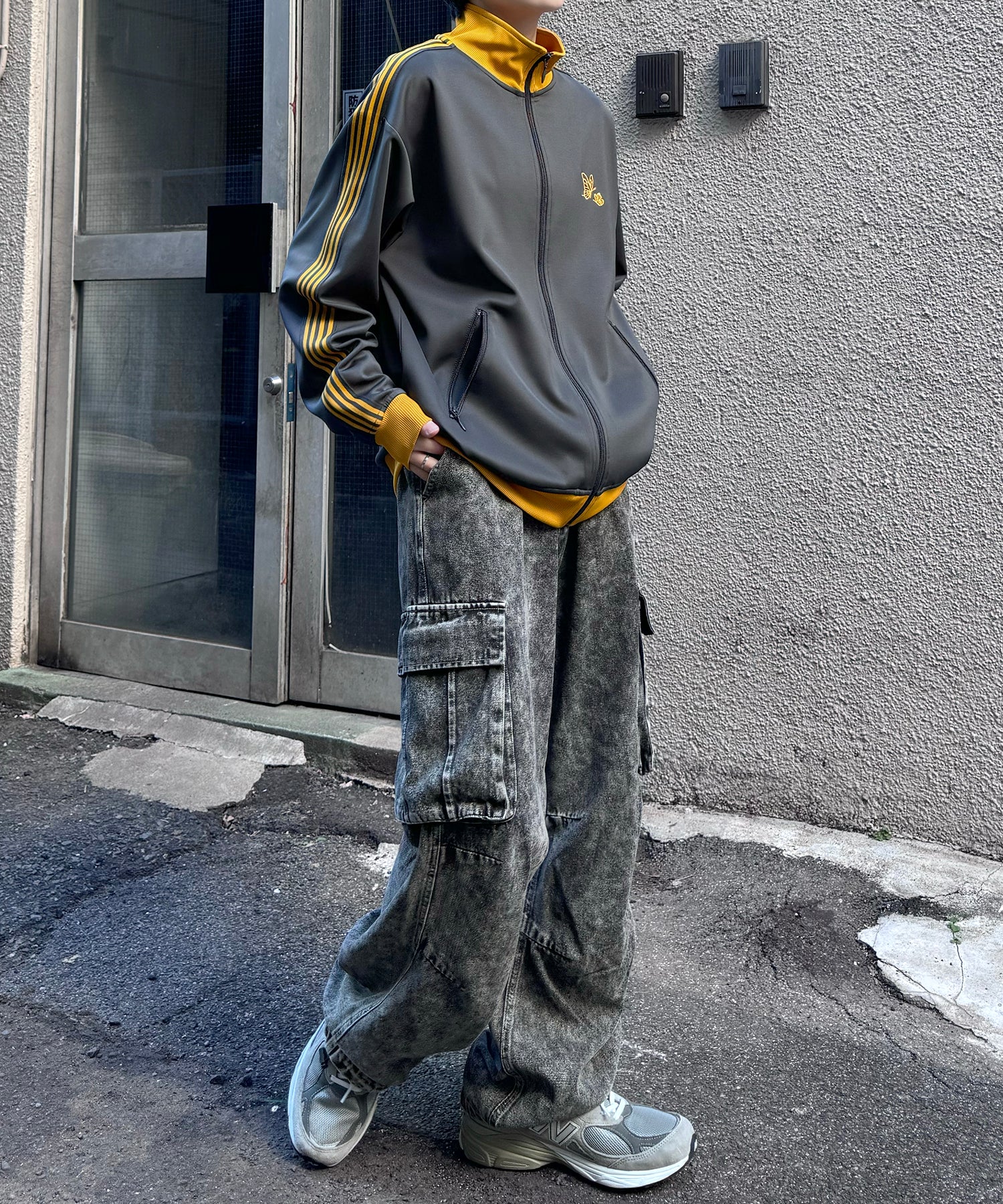 新色追加【セットアップ対応】WEB限定 ビッグシルエット ワンポイント刺繍 袖ラインジャージ トラックジャケット