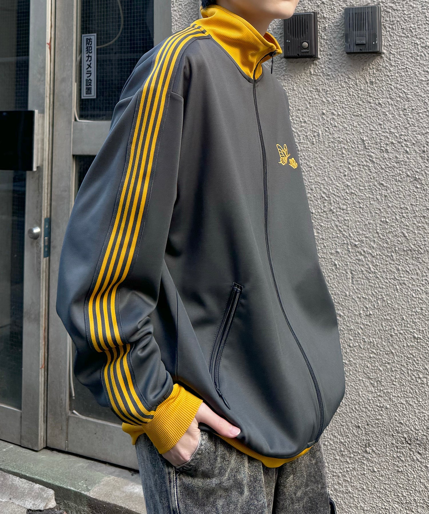 新色追加【セットアップ対応】WEB限定 ビッグシルエット ワンポイント刺繍 袖ラインジャージ トラックジャケット