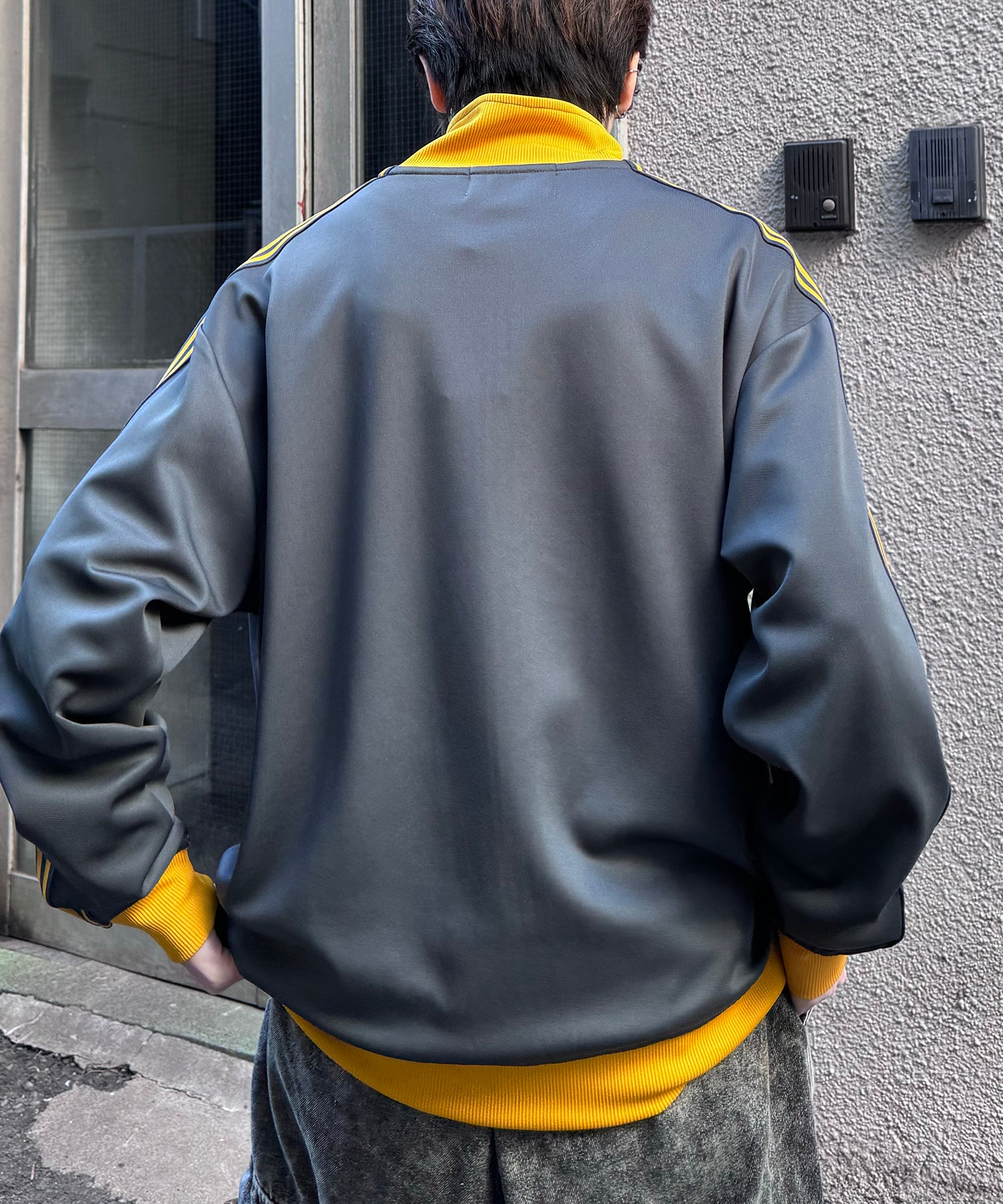 新色追加【セットアップ対応】WEB限定 ビッグシルエット ワンポイント刺繍 袖ラインジャージ トラックジャケット