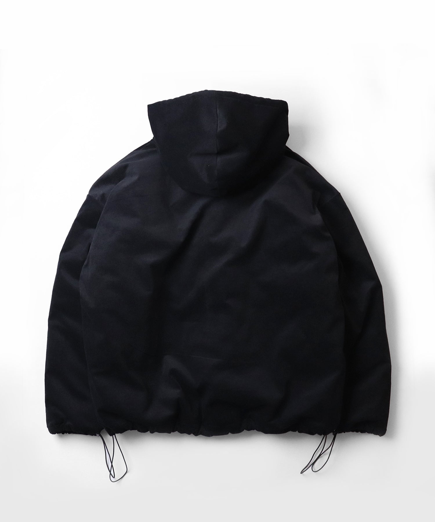 ビッグシルエット ラバーワンポイントロゴ コーデュロイ エコダウンジャケットフーディー