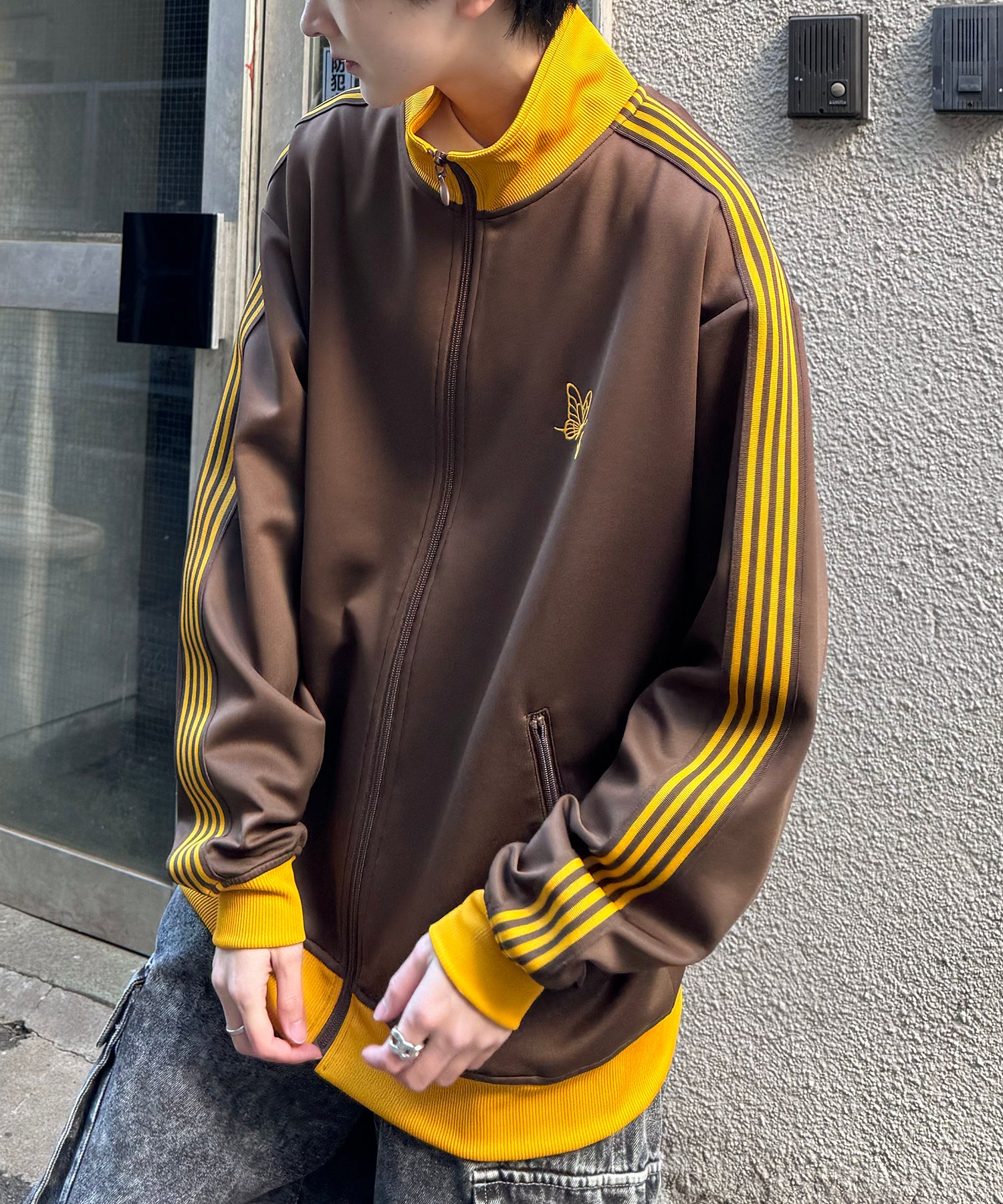 新色追加【セットアップ対応】WEB限定 ビッグシルエット ワンポイント刺繍 袖ラインジャージ トラックジャケット