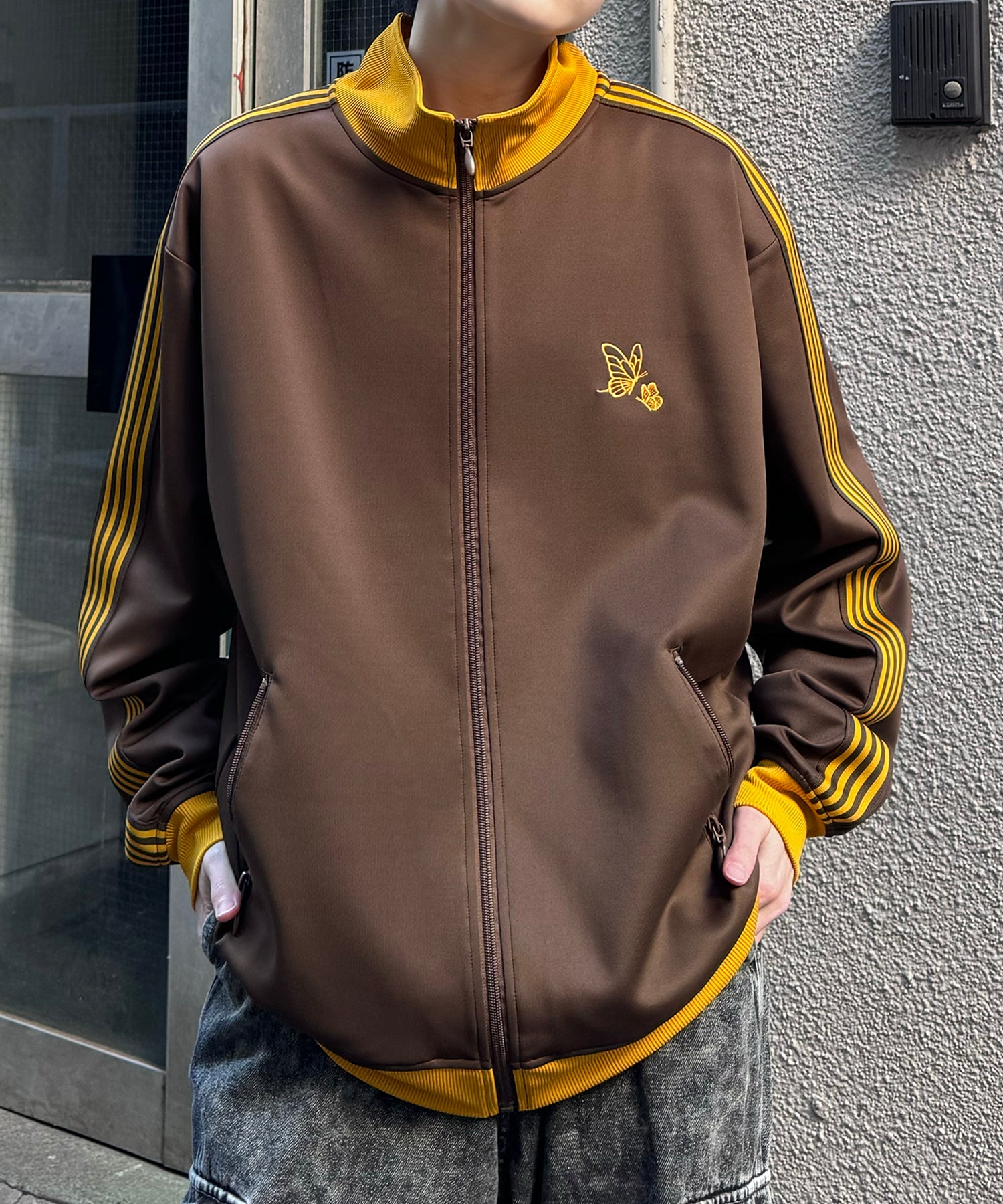 新色追加【セットアップ対応】WEB限定 ビッグシルエット ワンポイント刺繍 袖ラインジャージ トラックジャケット