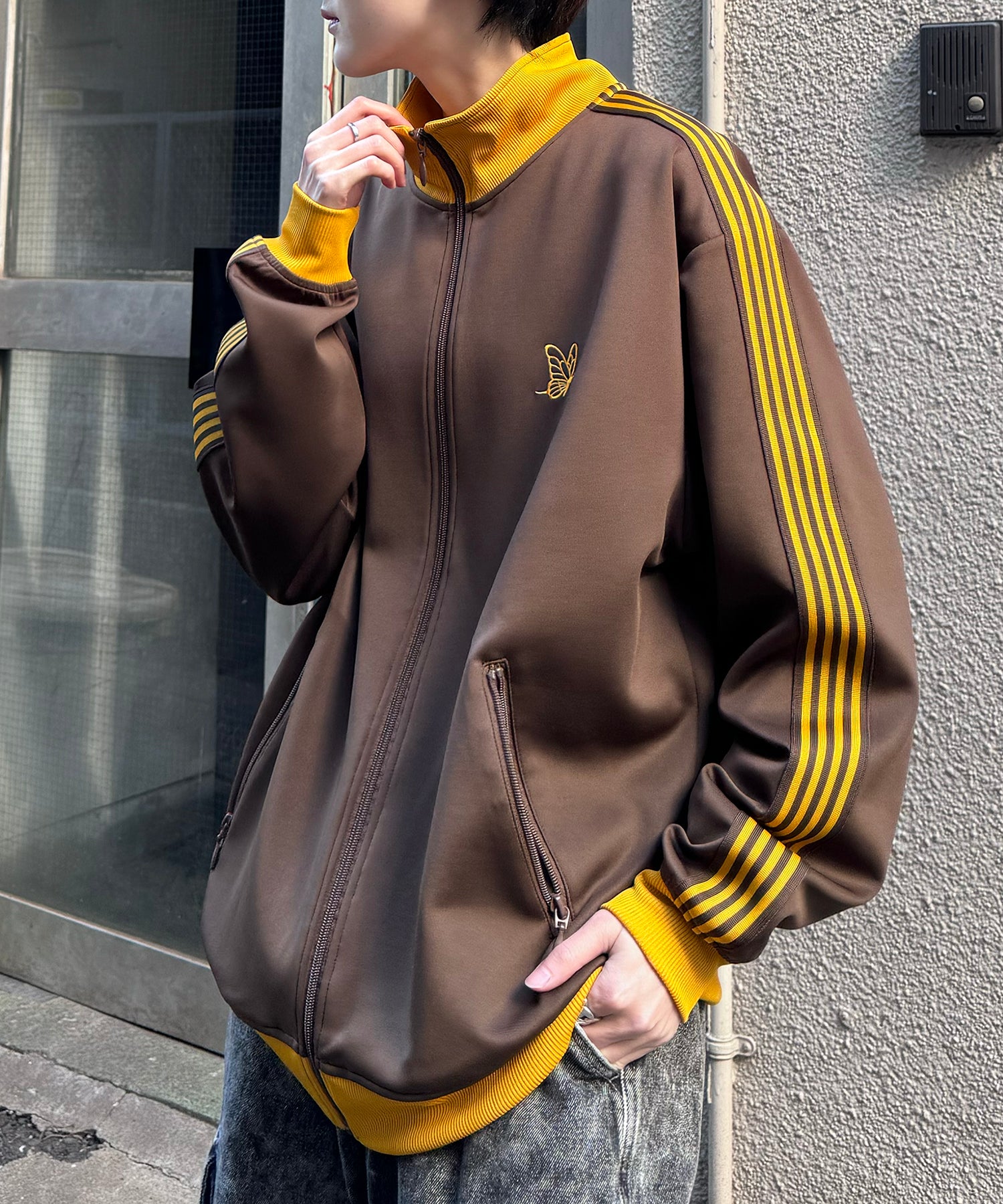 新色追加【セットアップ対応】WEB限定 ビッグシルエット ワンポイント刺繍 袖ラインジャージ トラックジャケット