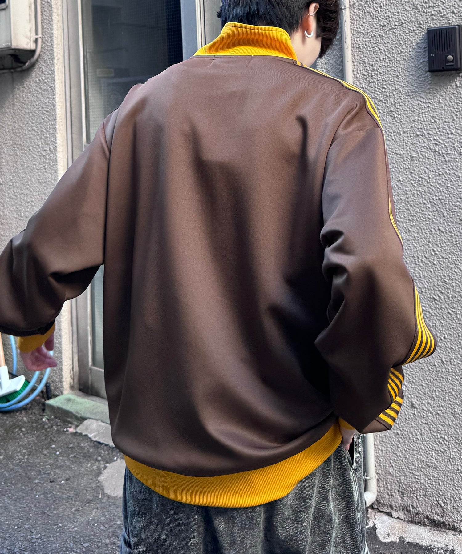 新色追加【セットアップ対応】WEB限定 ビッグシルエット ワンポイント刺繍 袖ラインジャージ トラックジャケット