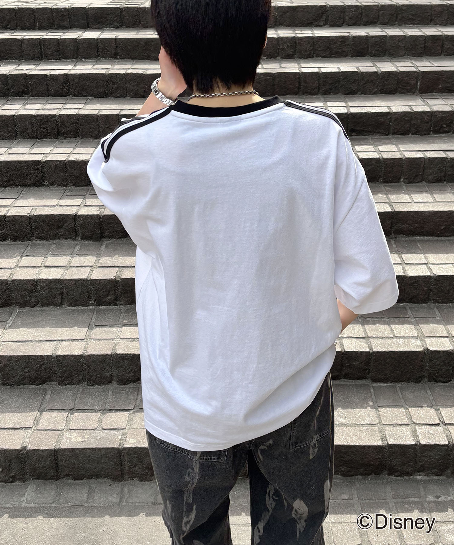 25SS Disney ユニフォームライク リブライン クルーネック半袖ゲームシャツ