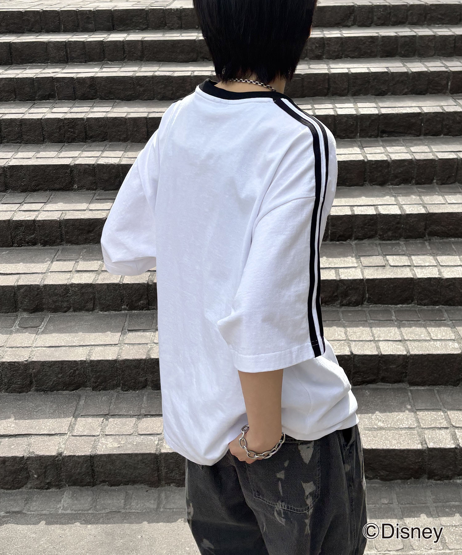 25SS Disney ユニフォームライク リブライン クルーネック半袖ゲームシャツ