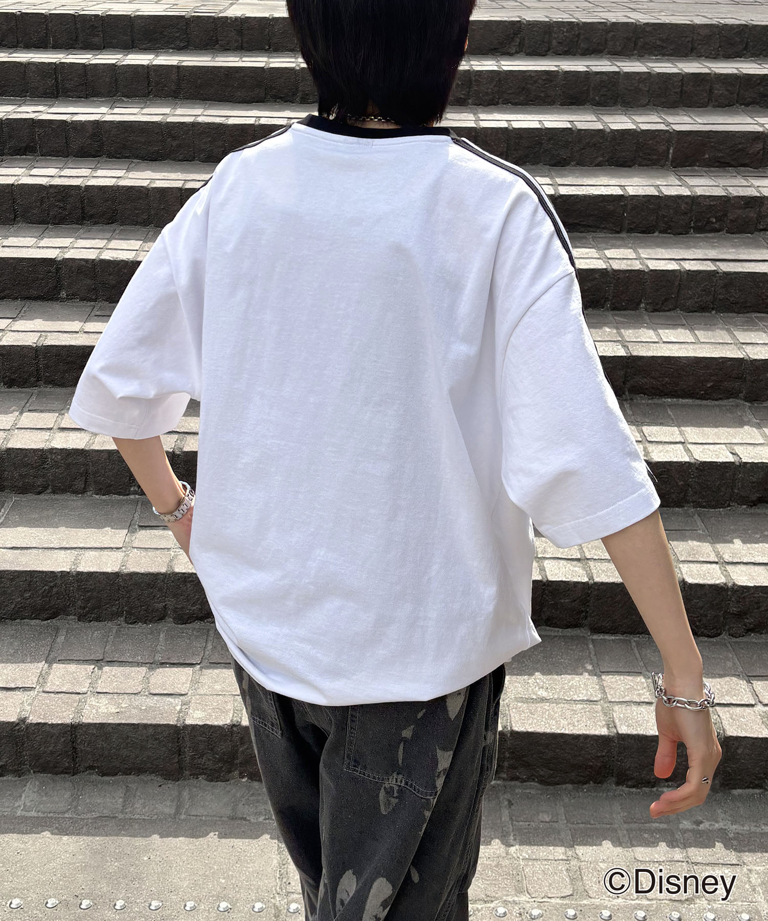 25SS Disney ユニフォームライク リブライン クルーネック半袖ゲームシャツ