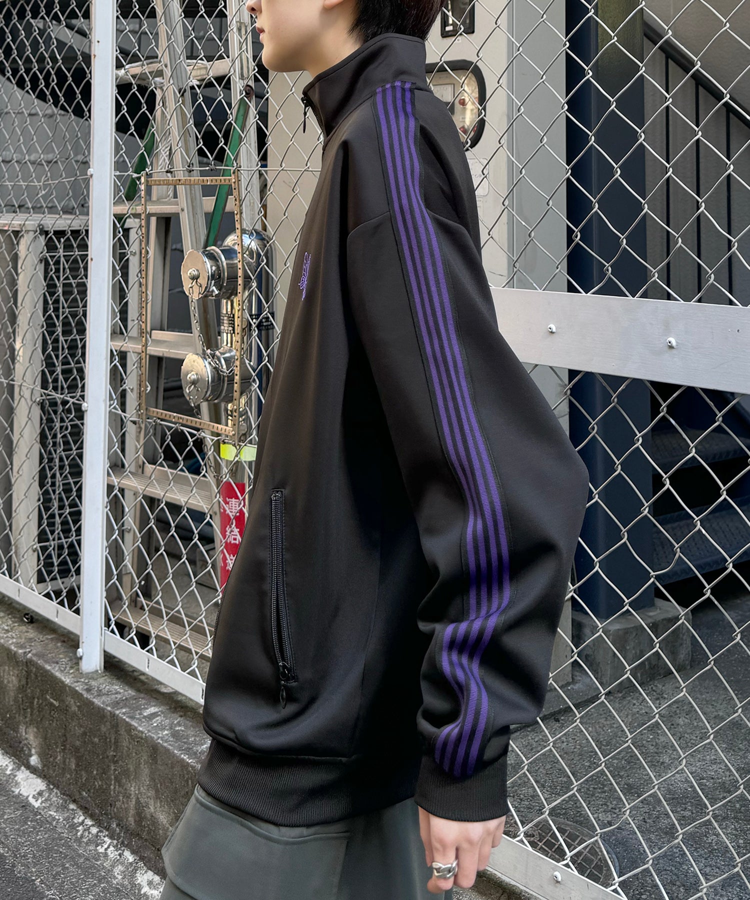 新色追加【セットアップ対応】WEB限定 ビッグシルエット ワンポイント刺繍 袖ラインジャージ トラックジャケット