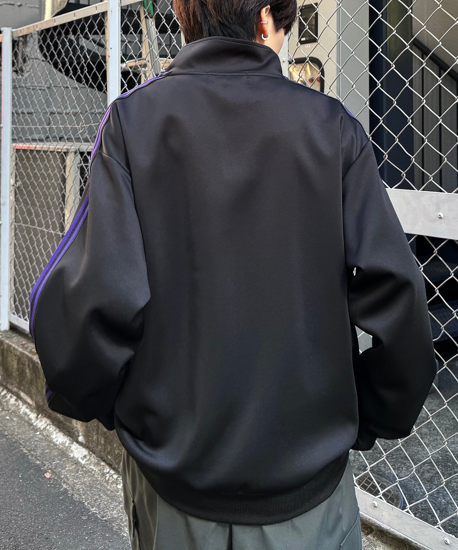 新色追加【セットアップ対応】WEB限定 ビッグシルエット ワンポイント刺繍 袖ラインジャージ トラックジャケット