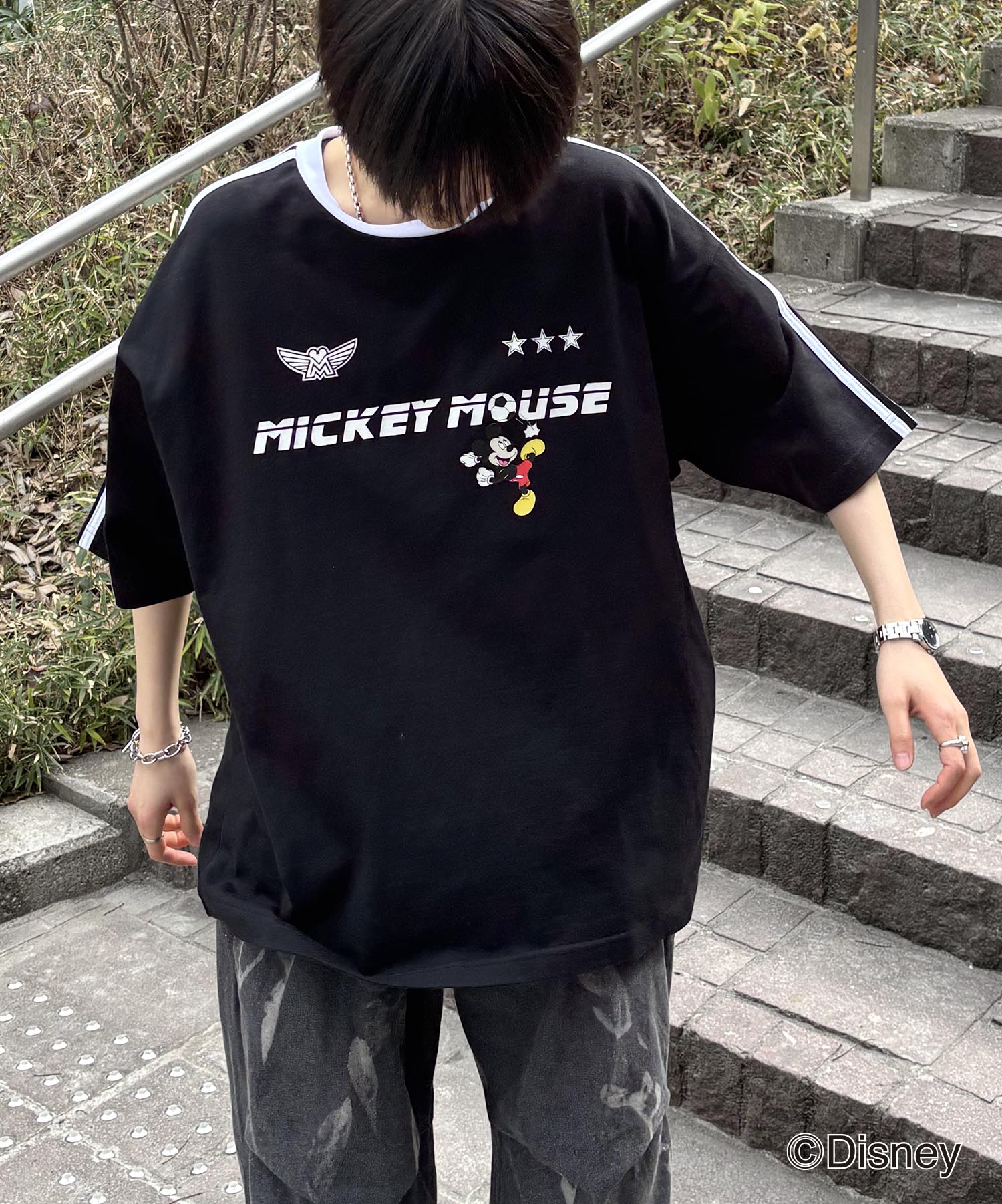 25SS Disney ユニフォームライク リブライン クルーネック半袖ゲームシャツ