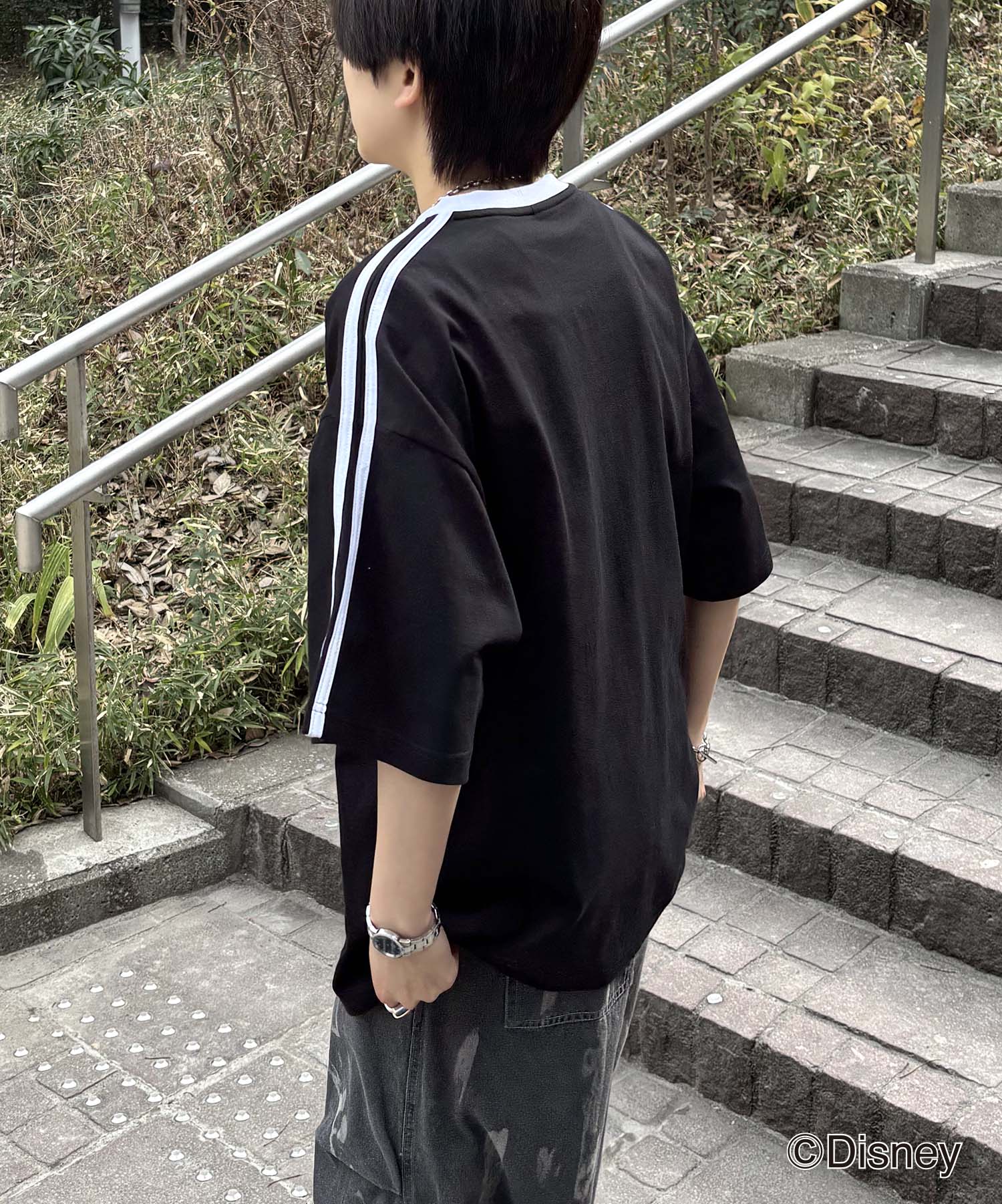25SS Disney ユニフォームライク リブライン クルーネック半袖ゲームシャツ