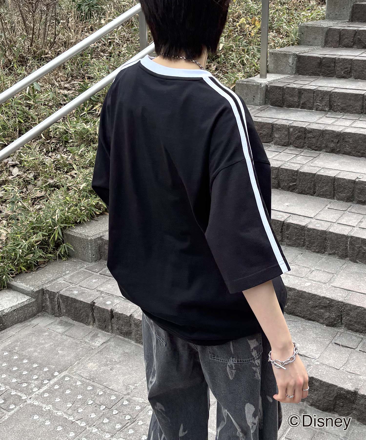 25SS Disney ユニフォームライク リブライン クルーネック半袖ゲームシャツ