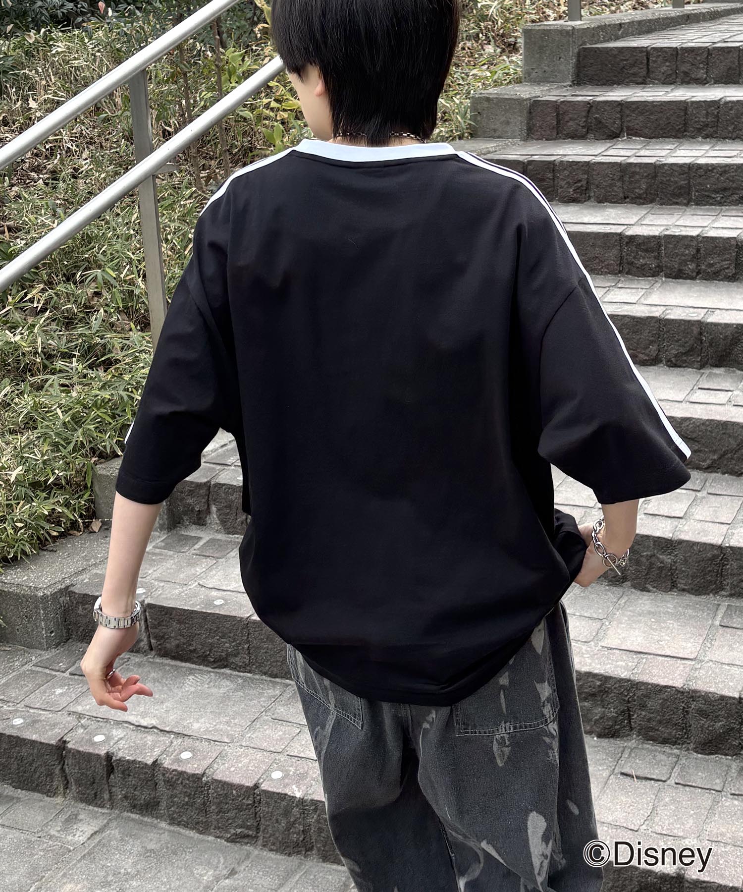 25SS Disney ユニフォームライク リブライン クルーネック半袖ゲームシャツ
