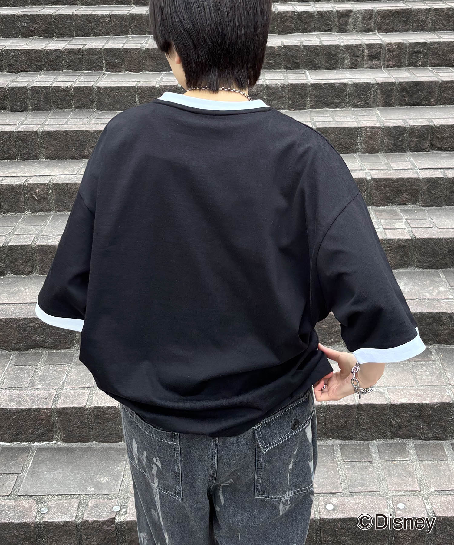 25SS Disney ヴィンテージライクプリント グーフィー リンガー半袖Tシャツ