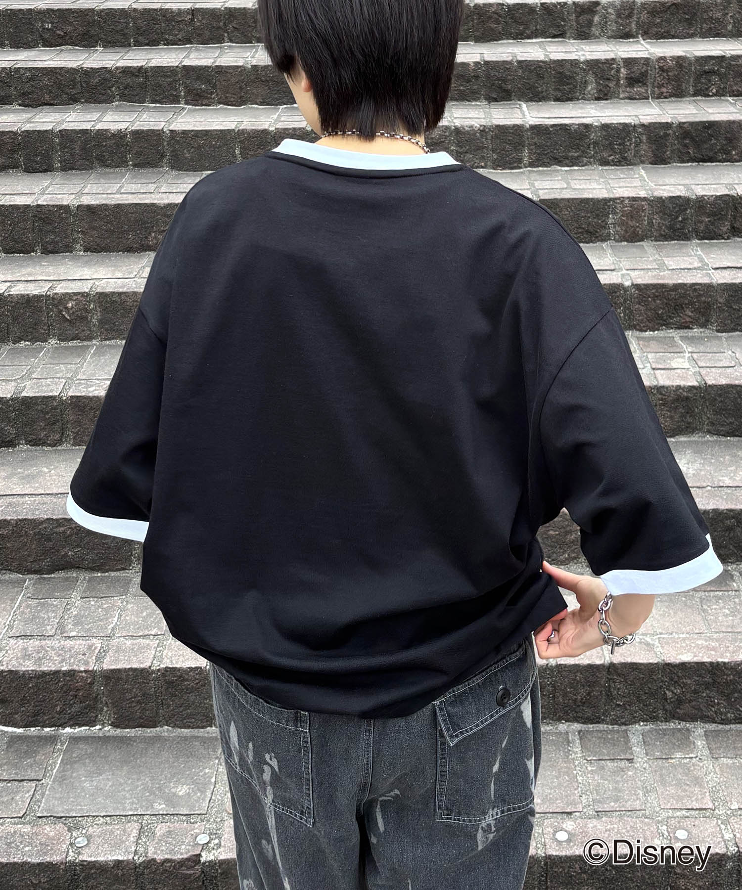 25SS Disney ヴィンテージライクプリント グーフィー リンガー半袖Tシャツ